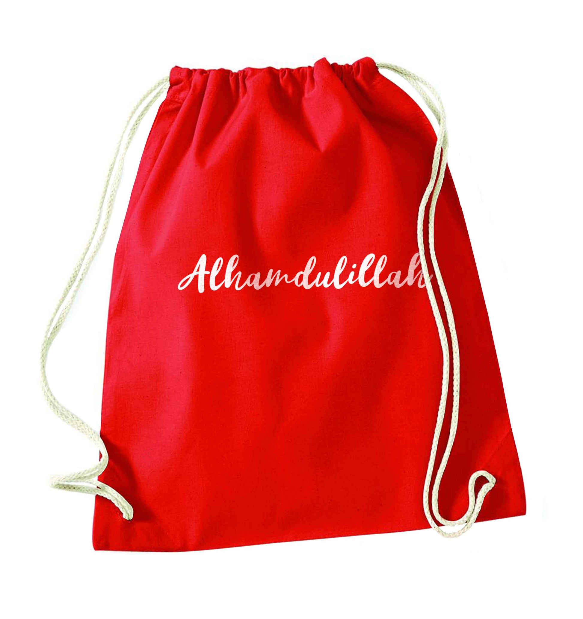 alhamdulillah red drawstring bag 