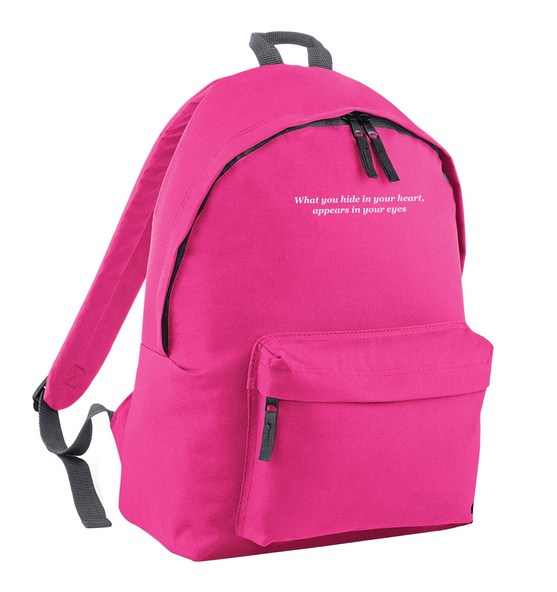 What you hide in your heart, appears in your eyes pink adults backpack