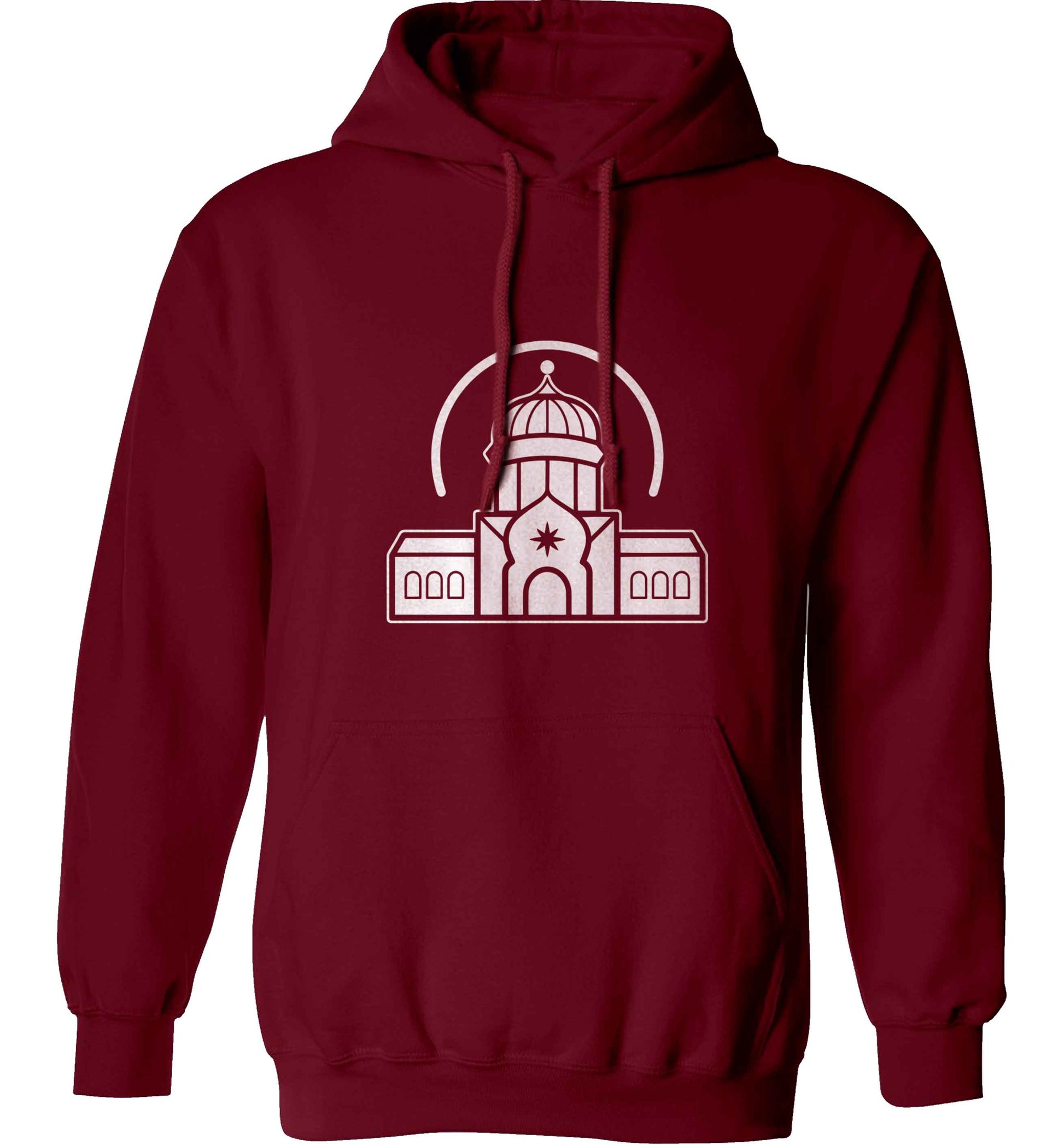 mosque masjid adults unisex maroon hoodie 2XL