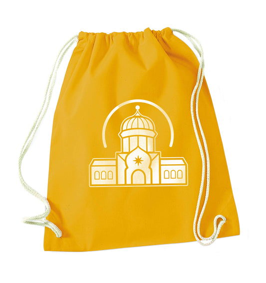 mosque masjid mustard drawstring bag