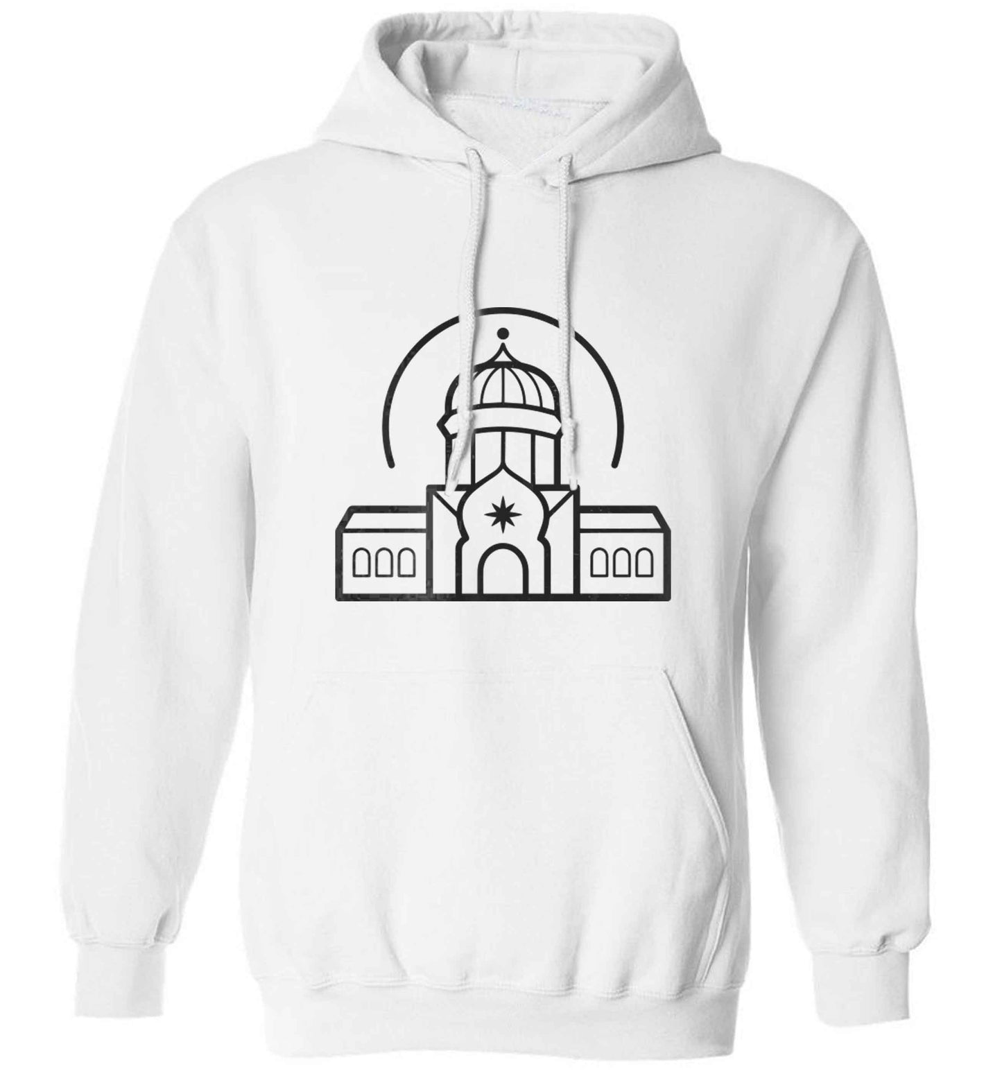 mosque masjid adults unisex white hoodie 2XL