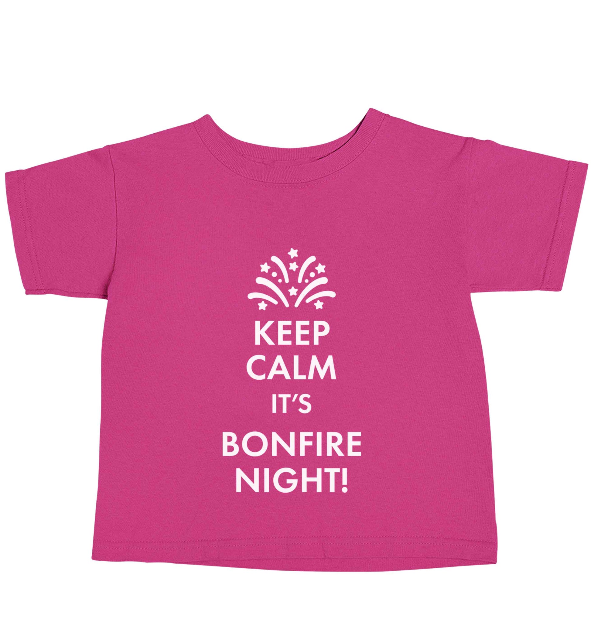 Keep calm its bonfire night pink baby toddler Tshirt 2 Years
