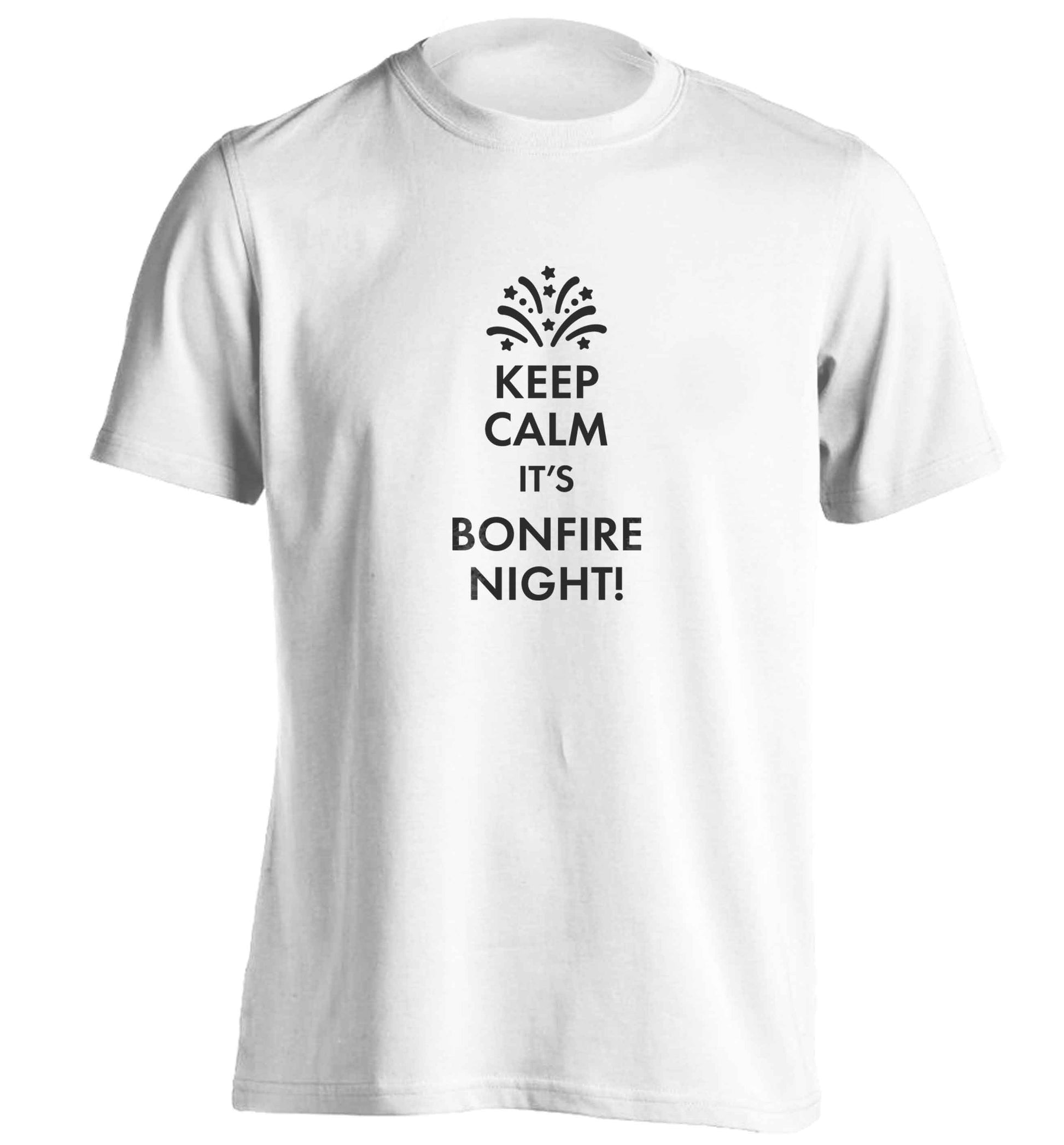 Keep calm its bonfire night adults unisex white Tshirt 2XL