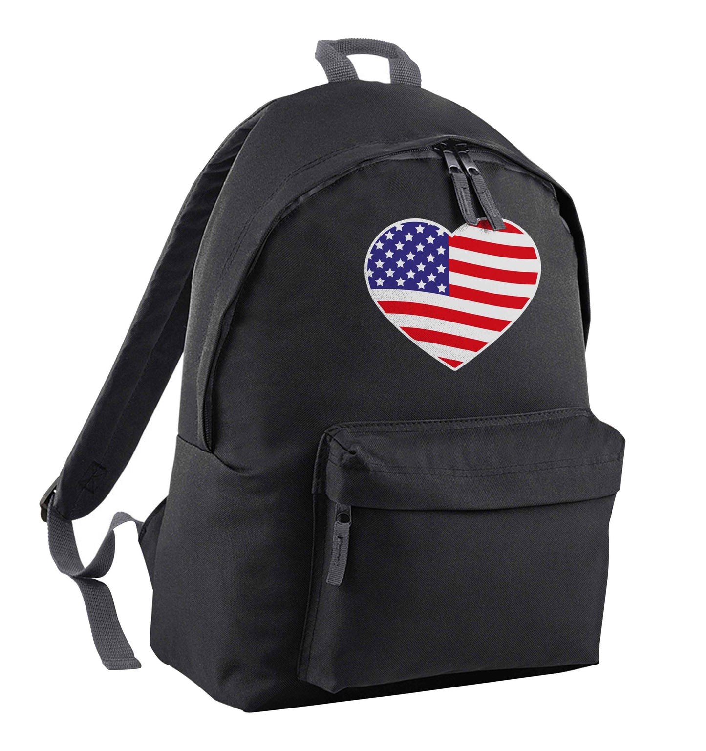 American USA Heart Flag black children's backpack