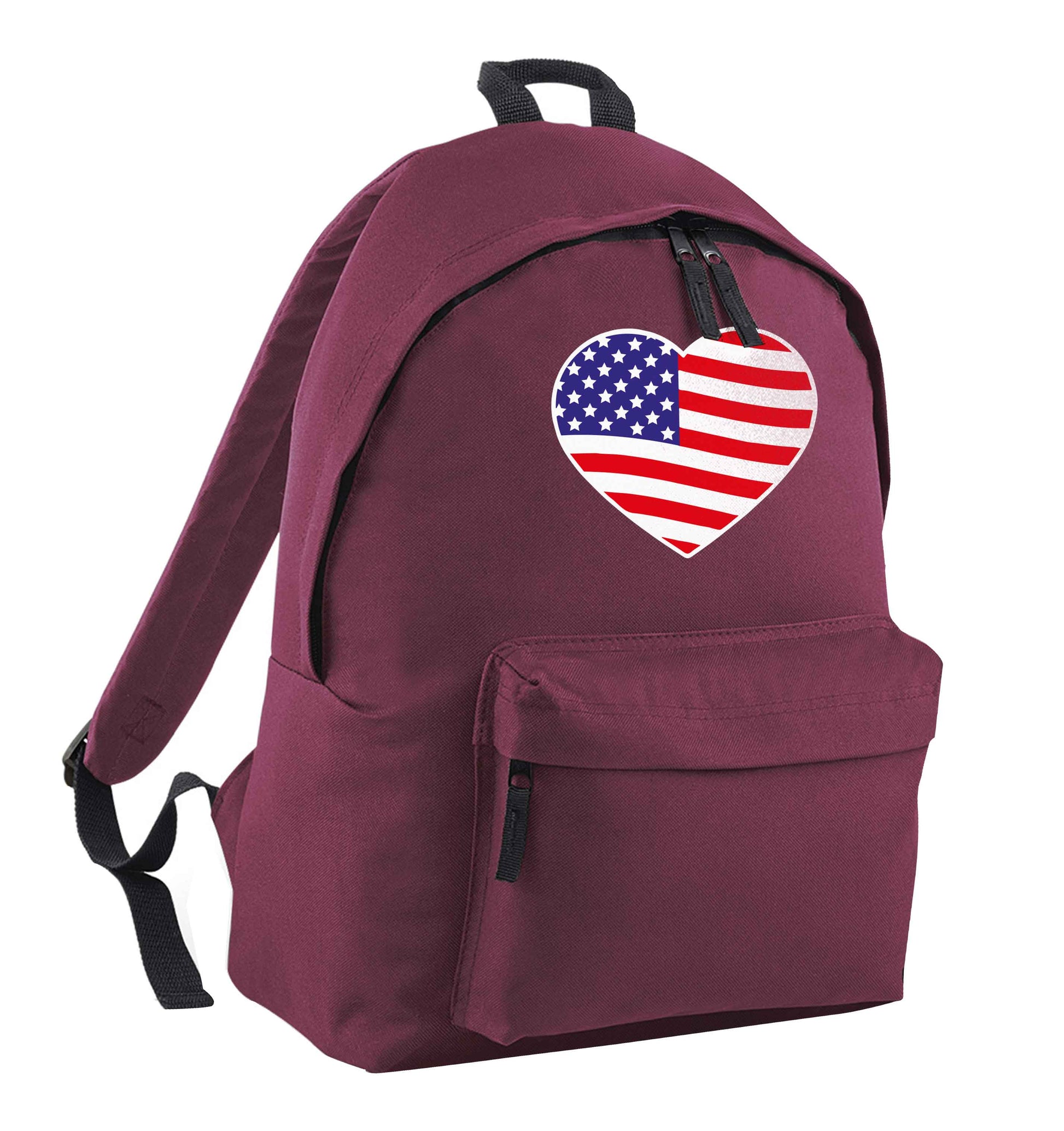 American USA Heart Flag maroon children's backpack