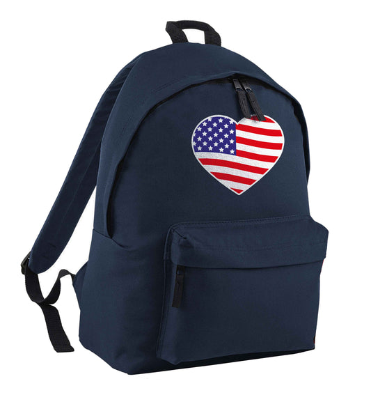 American USA Heart Flag navy children's backpack