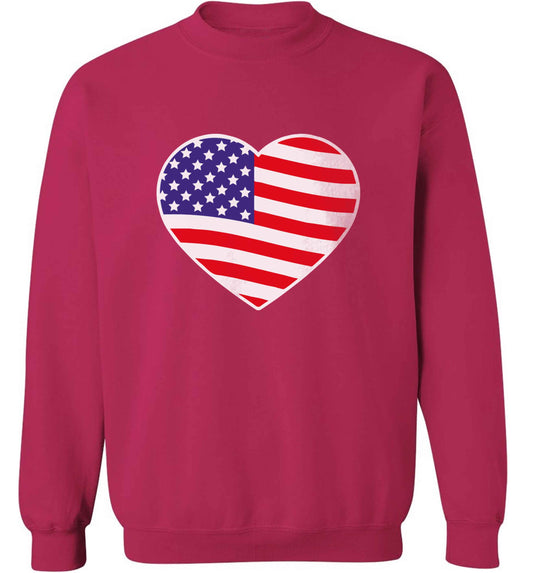 American USA Heart Flag adult's unisex pink sweater 2XL