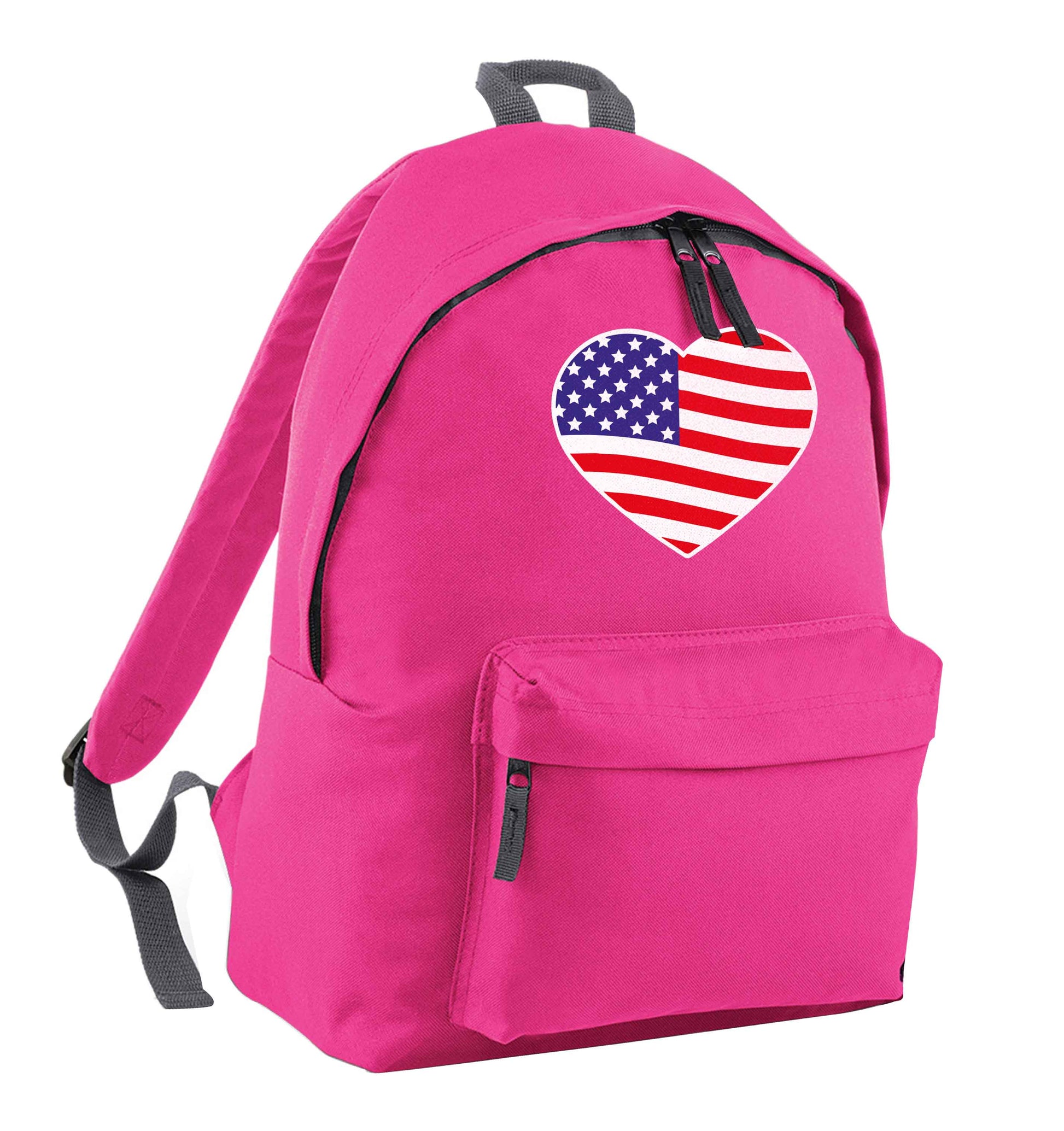 American USA Heart Flag pink children's backpack