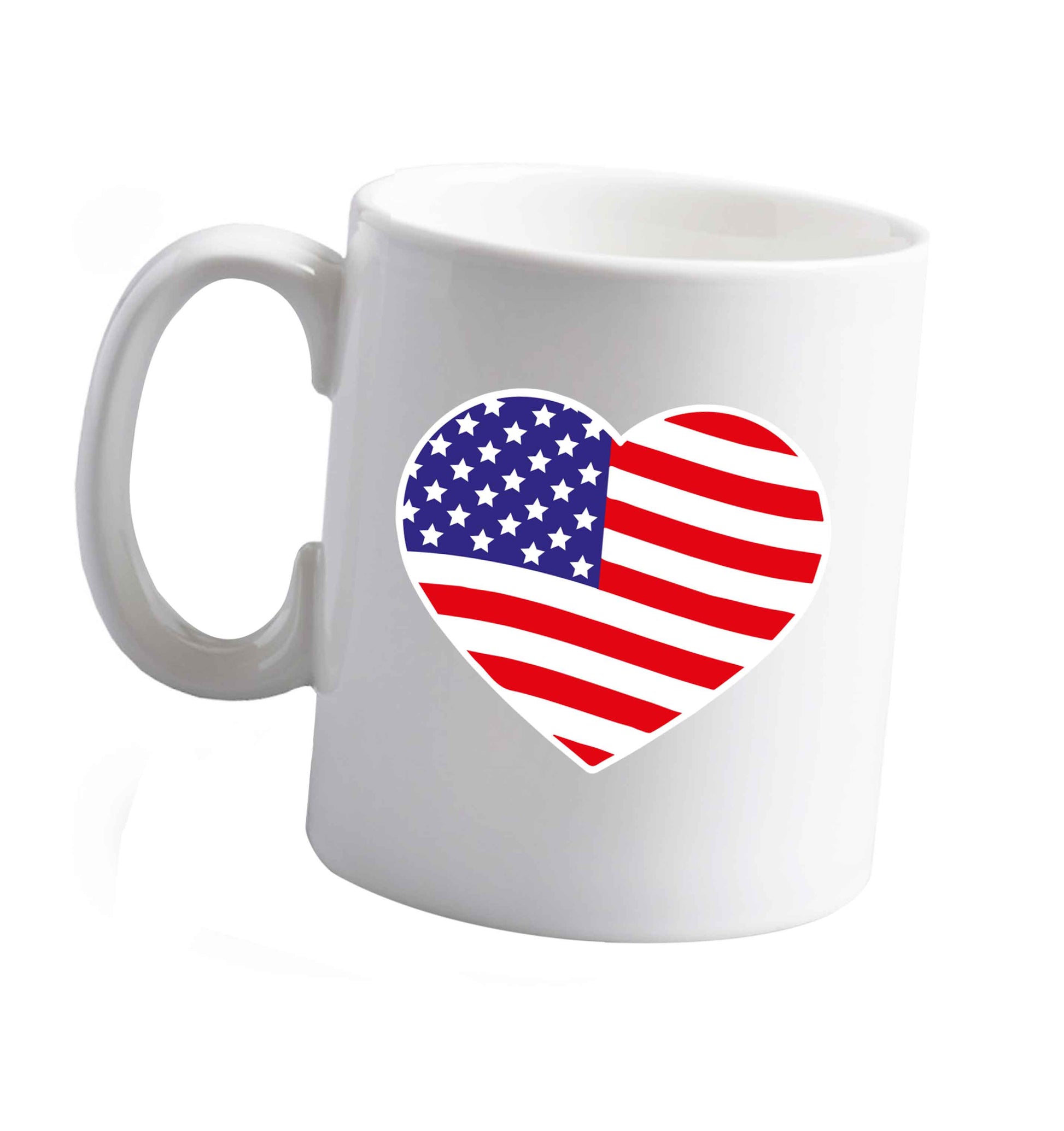 10 ozAmerican USA Heart Flag ceramic mug right handed