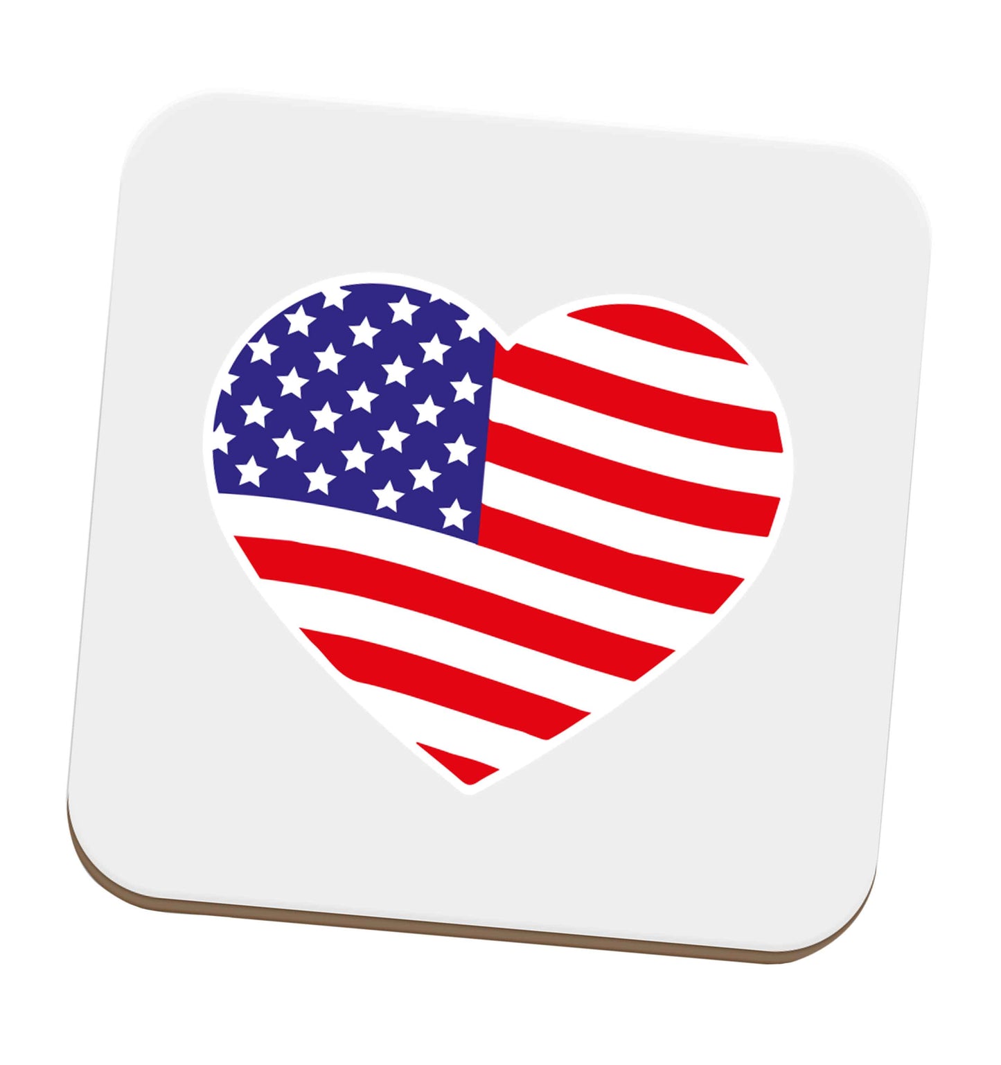 American USA Heart Flag set of four coasters