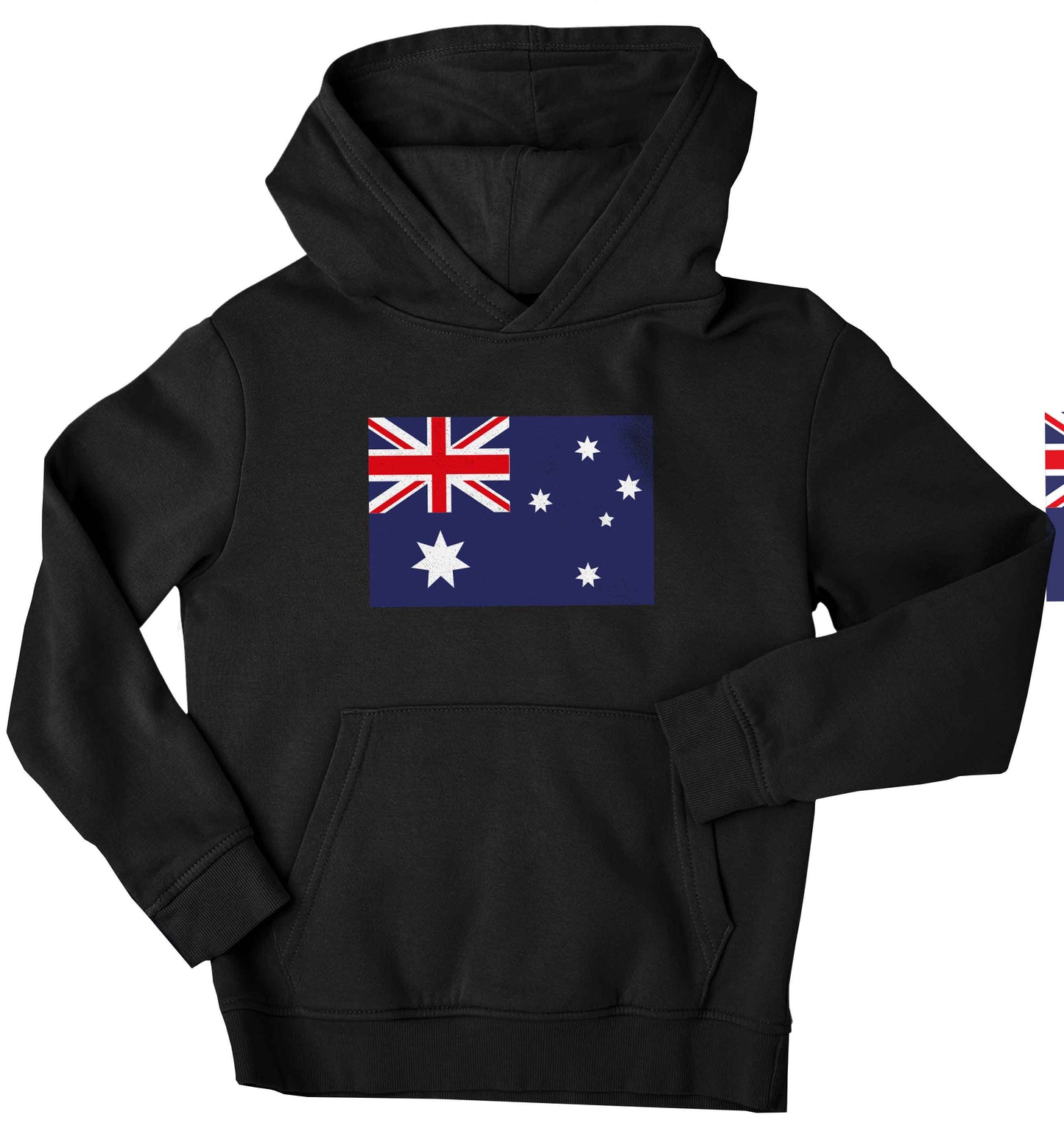Australian Flag children's black hoodie 12-13 Years