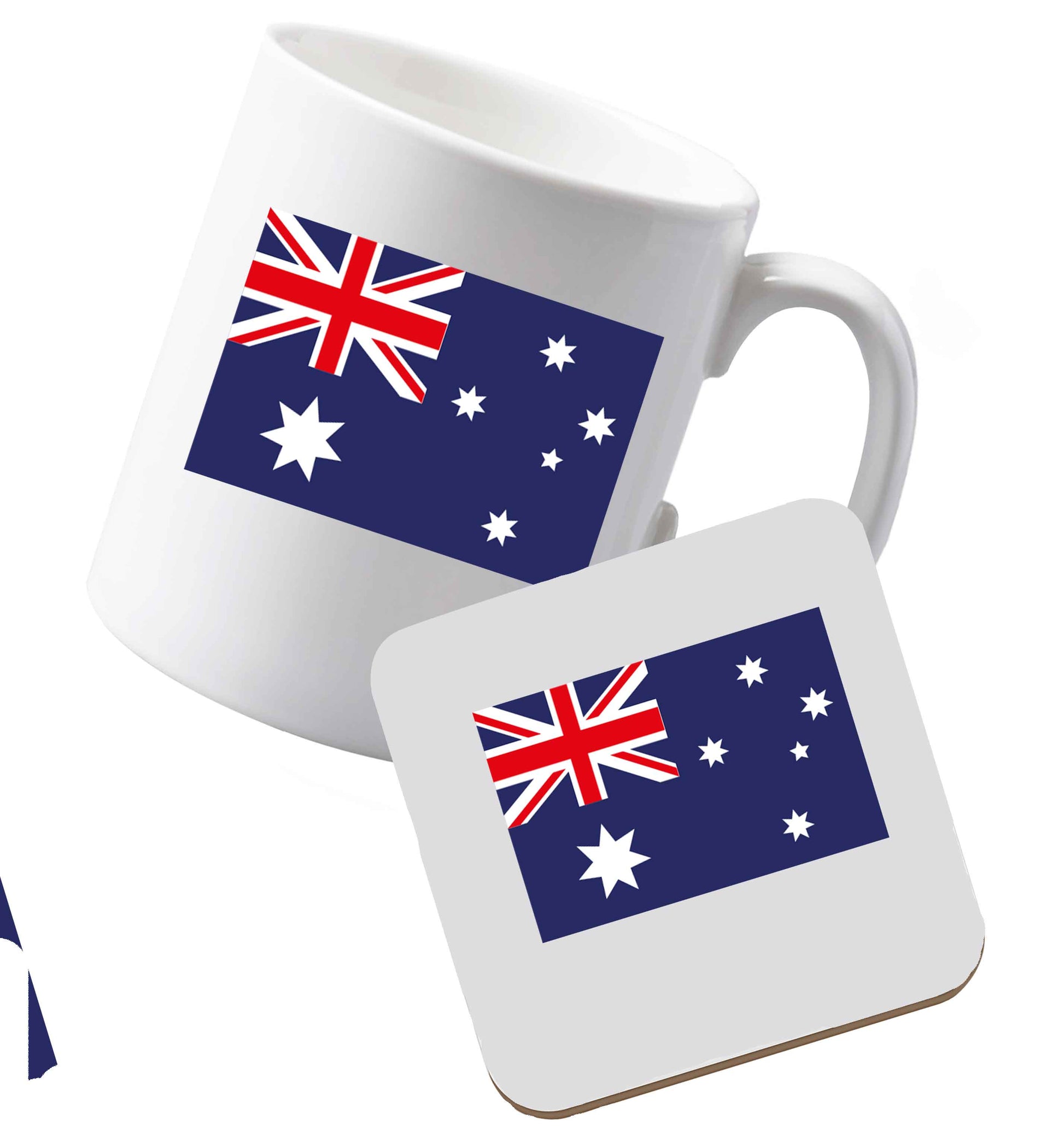 10 oz Ceramic mug and coasterAustralian Flag both sides