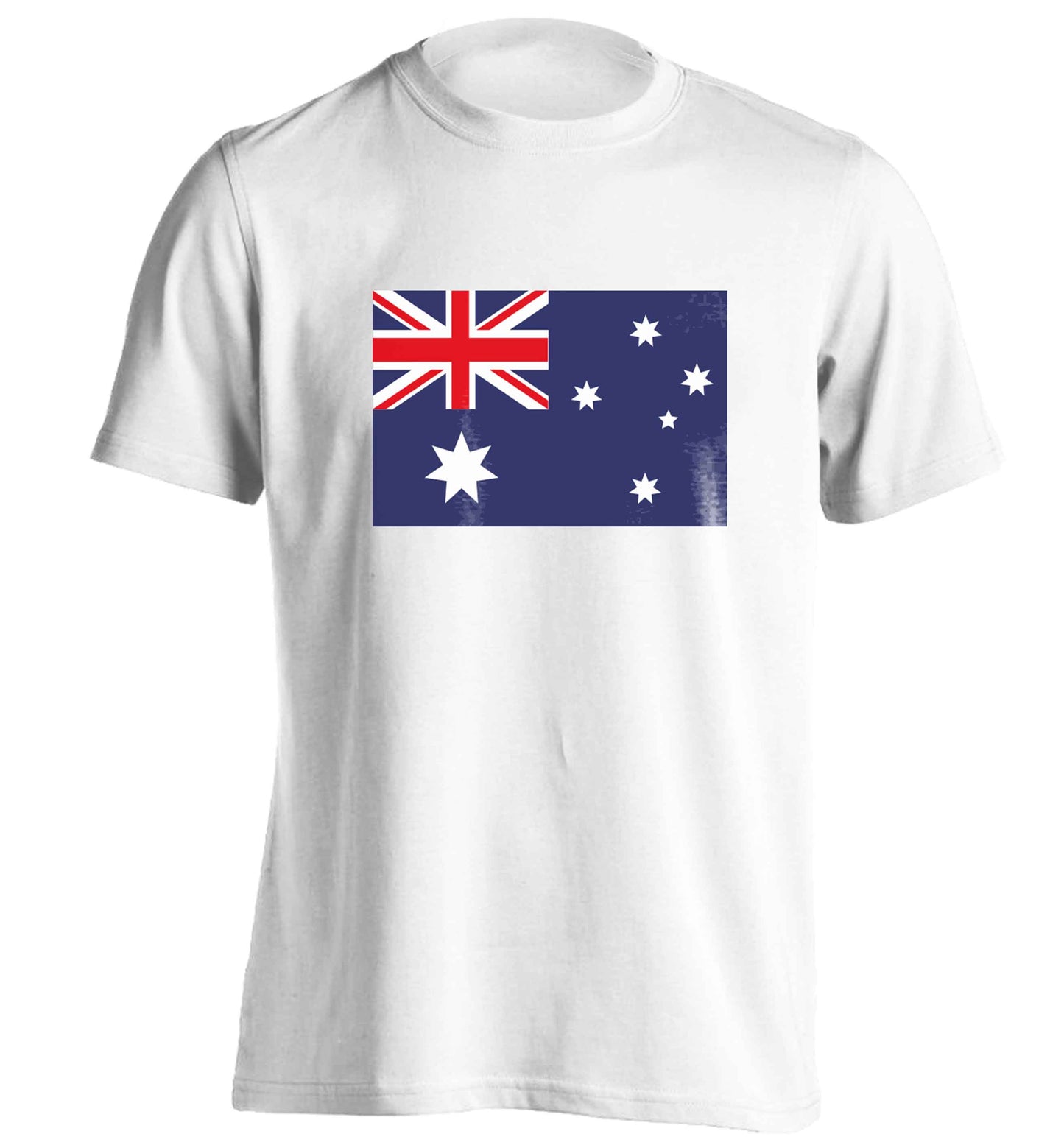 Australian Flag adults unisex white Tshirt 2XL