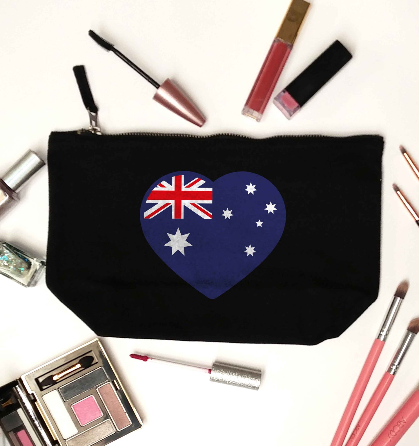 Australian Heart black makeup bag