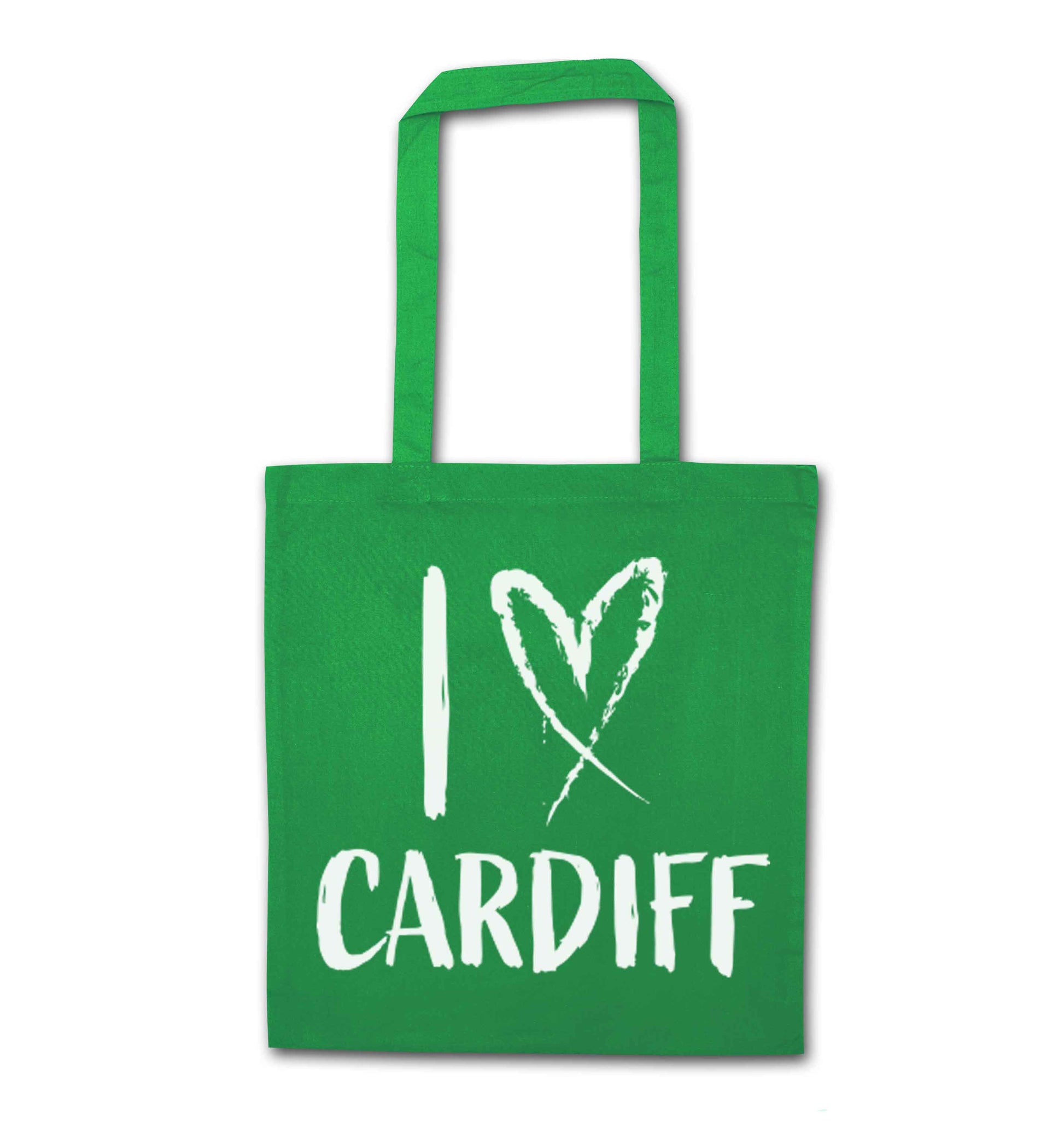 I love Cardiff green tote bag