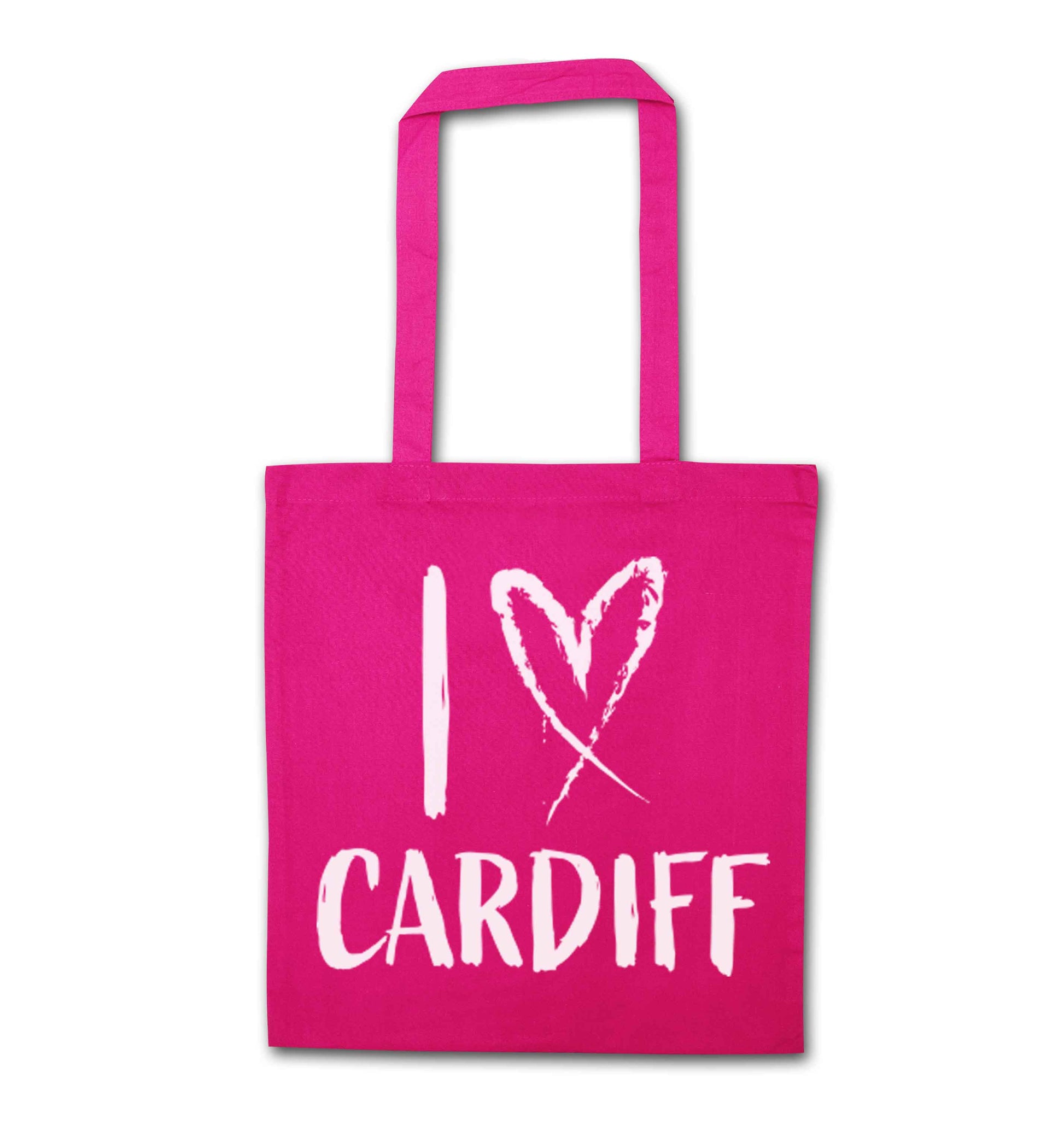 I love Cardiff pink tote bag