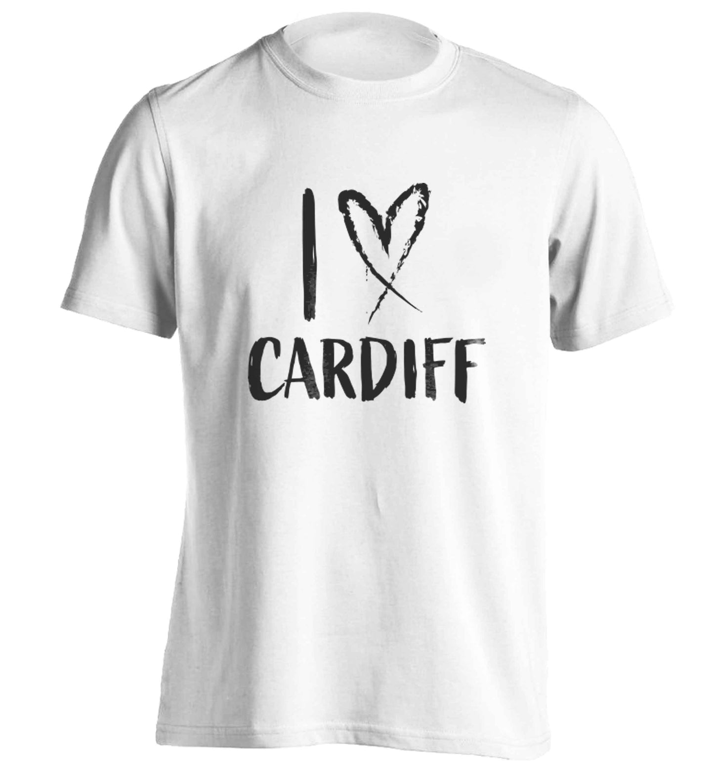 I love Cardiff adults unisex white Tshirt 2XL