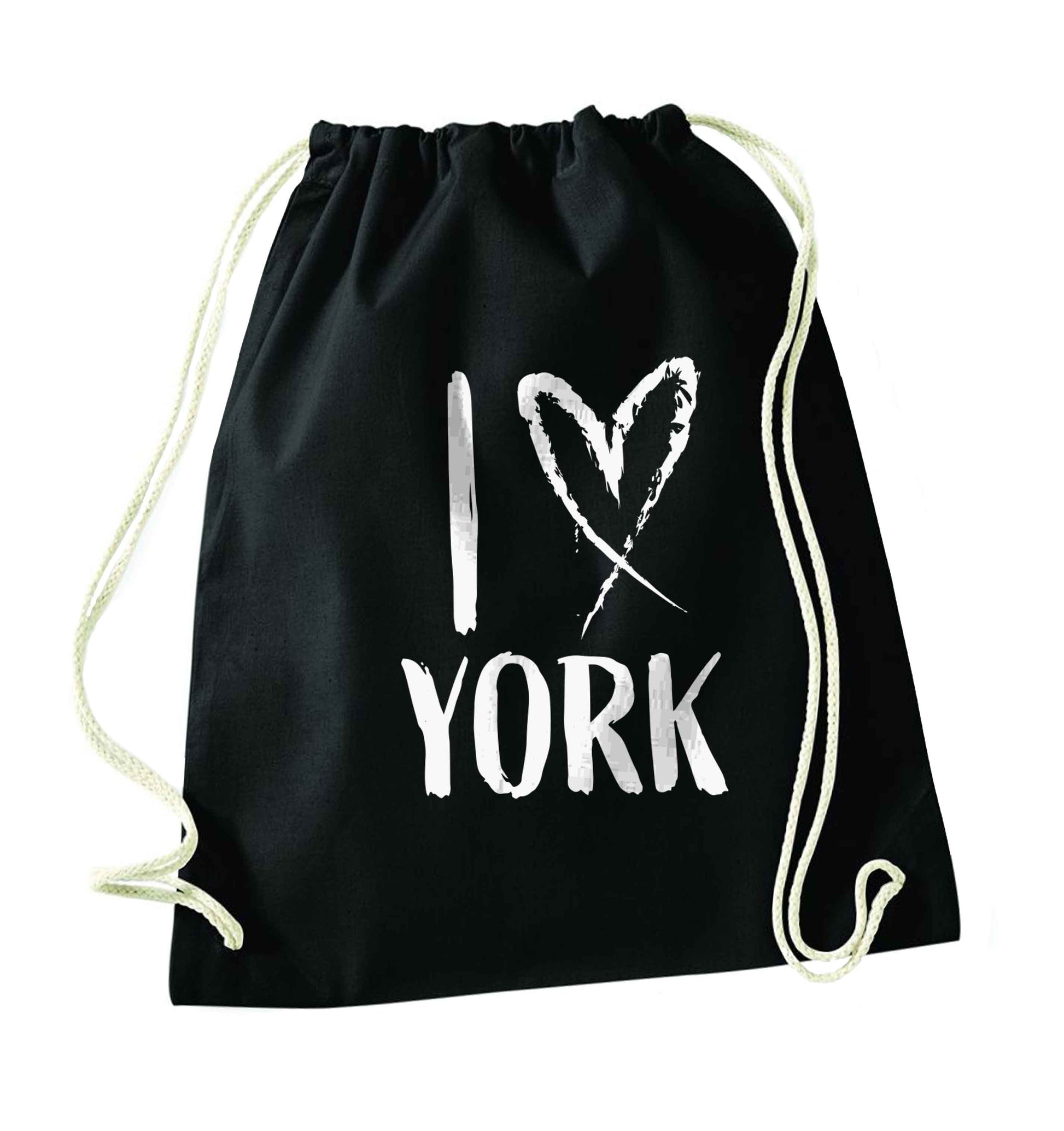I love York black drawstring bag