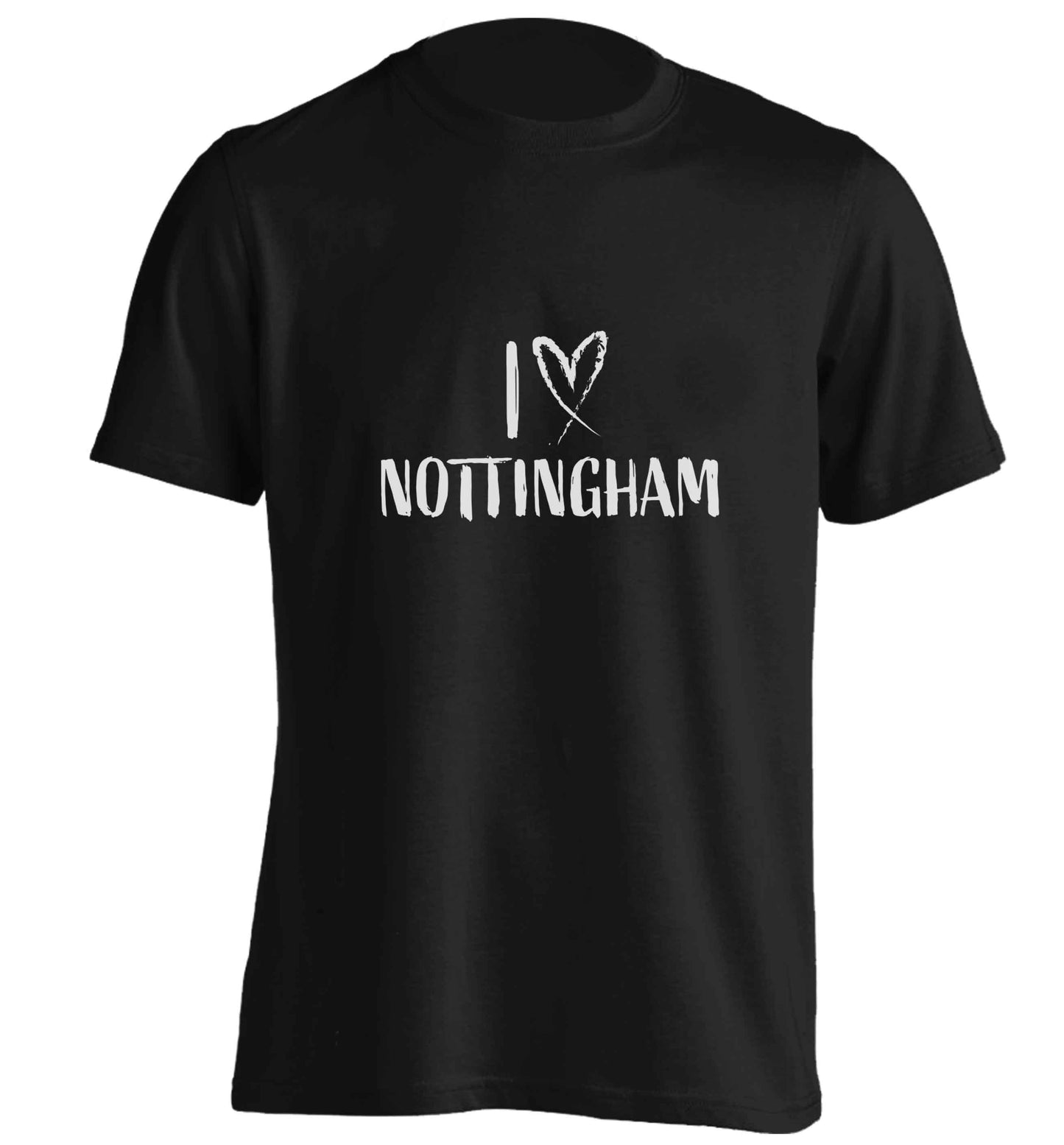 I love Nottingham adults unisex black Tshirt 2XL