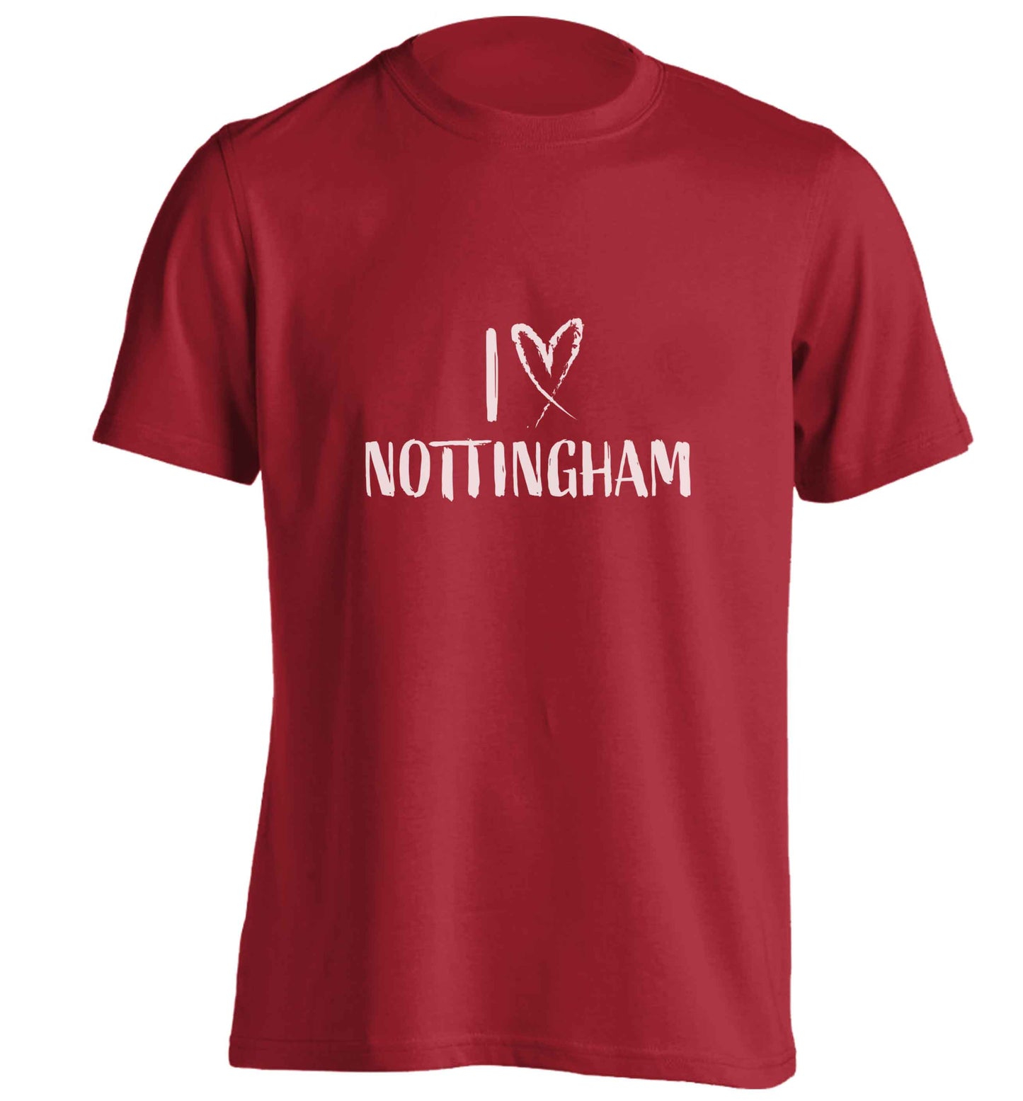 I love Nottingham adults unisex red Tshirt 2XL