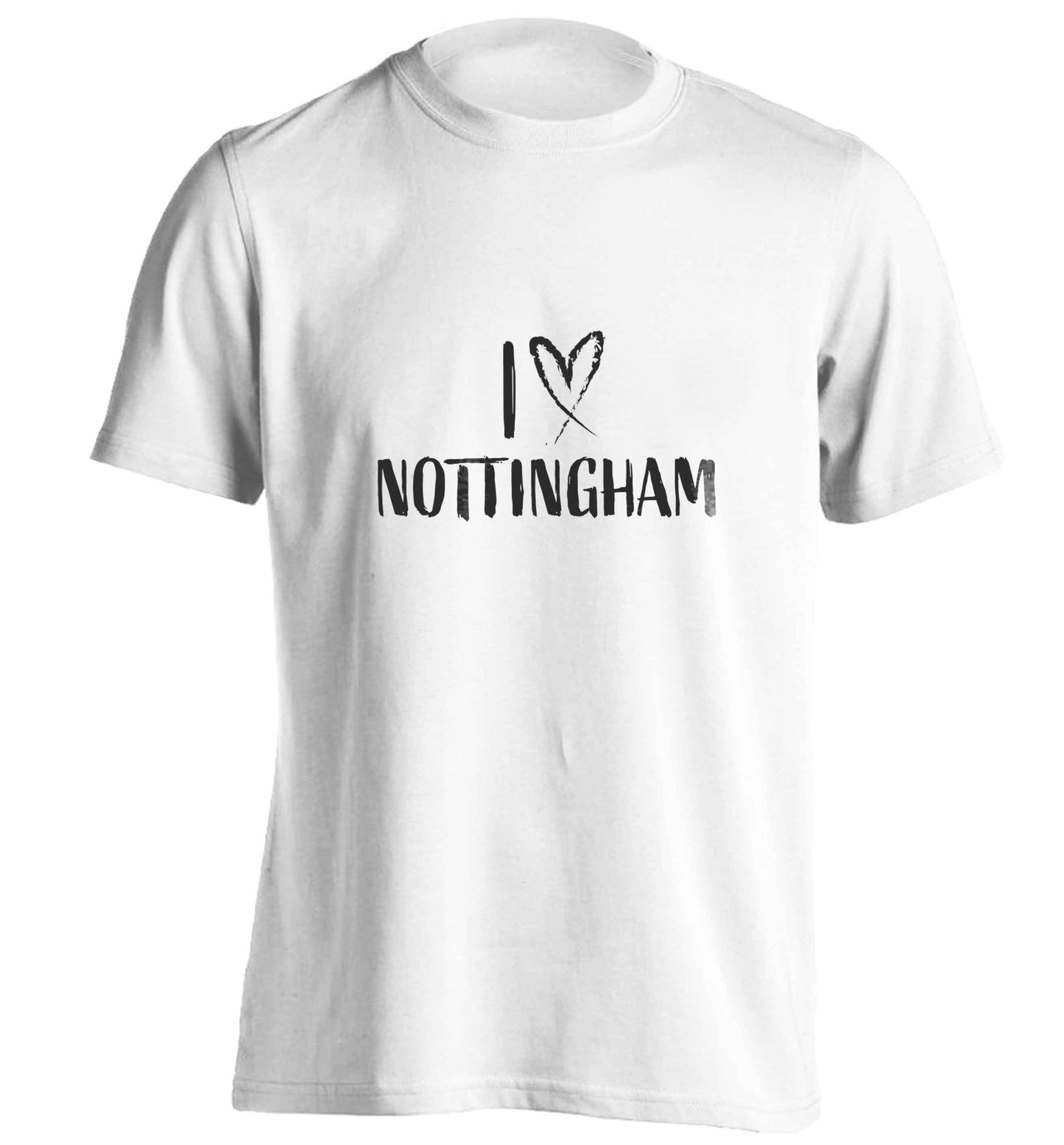 I love Nottingham adults unisex white Tshirt 2XL