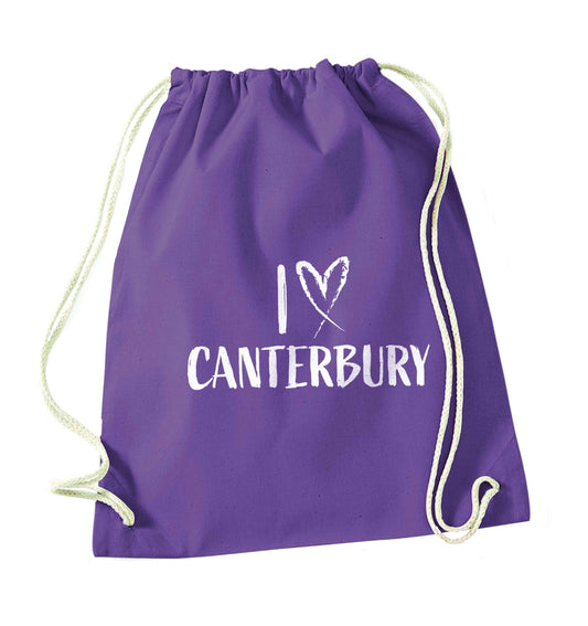 I love Canterbury purple drawstring bag