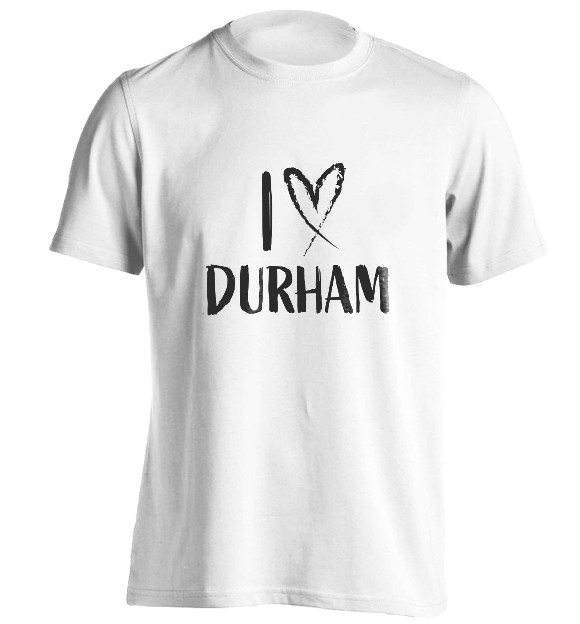 I love Durham adults unisex white Tshirt 2XL