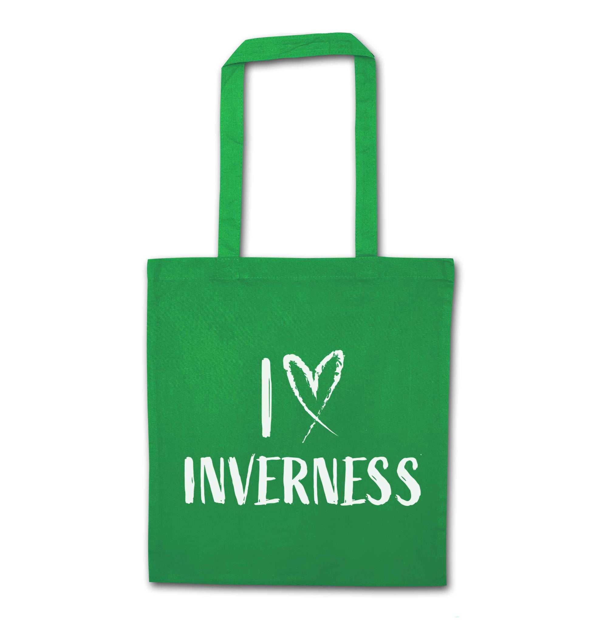 I love Inverness green tote bag