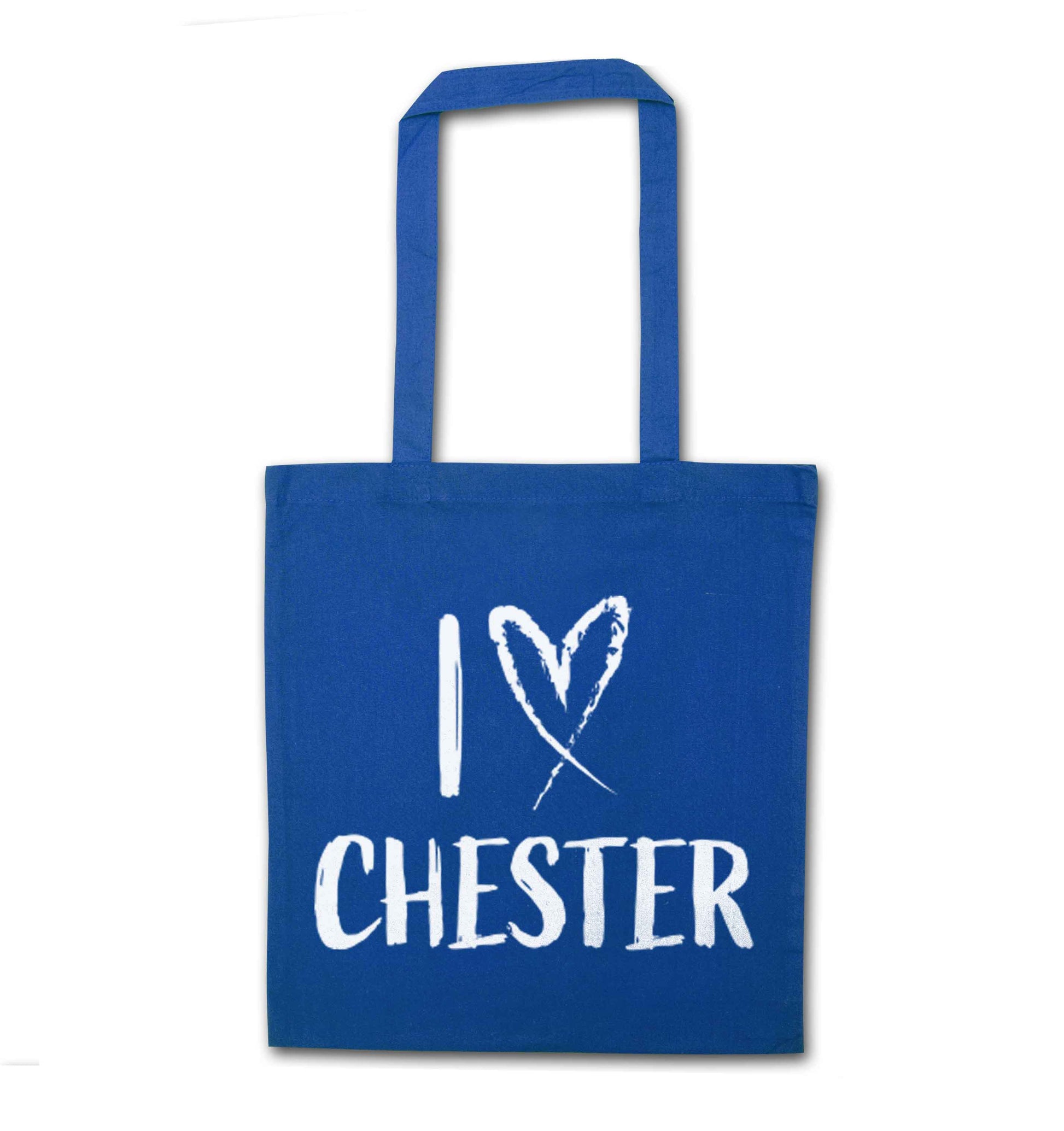 I love Chester blue tote bag