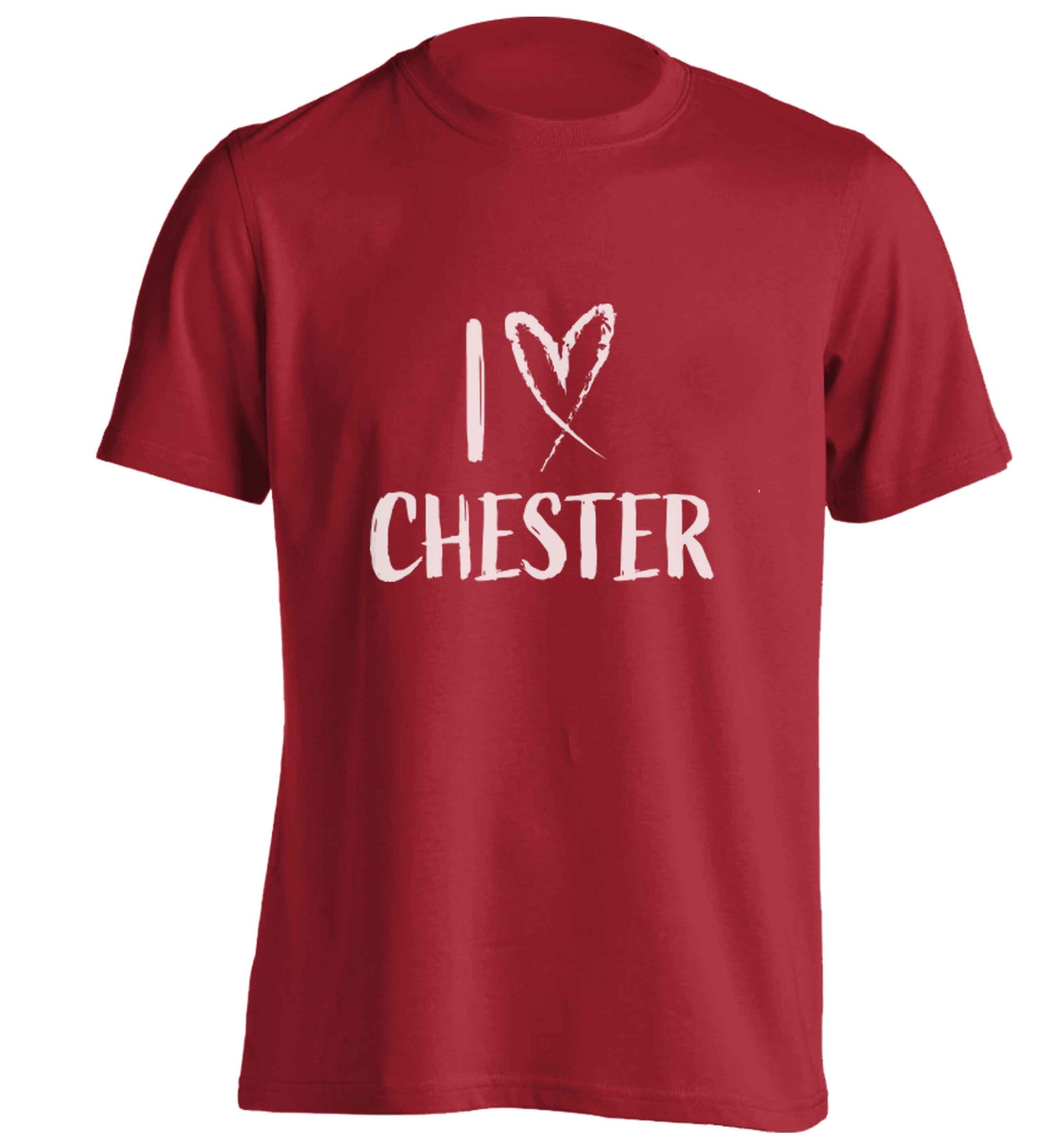 I love Chester adults unisex red Tshirt 2XL
