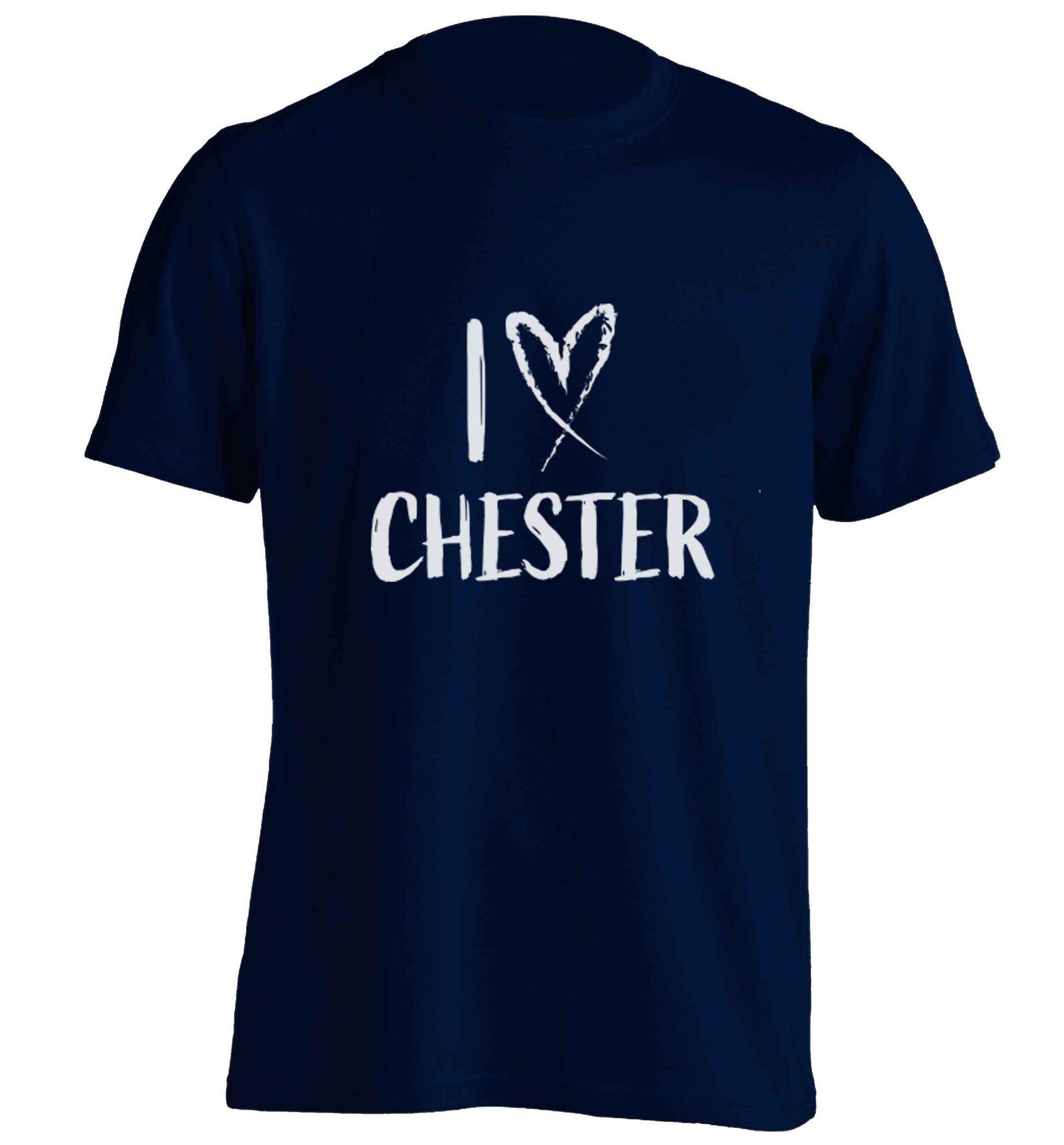 I love Chester adults unisex navy Tshirt 2XL