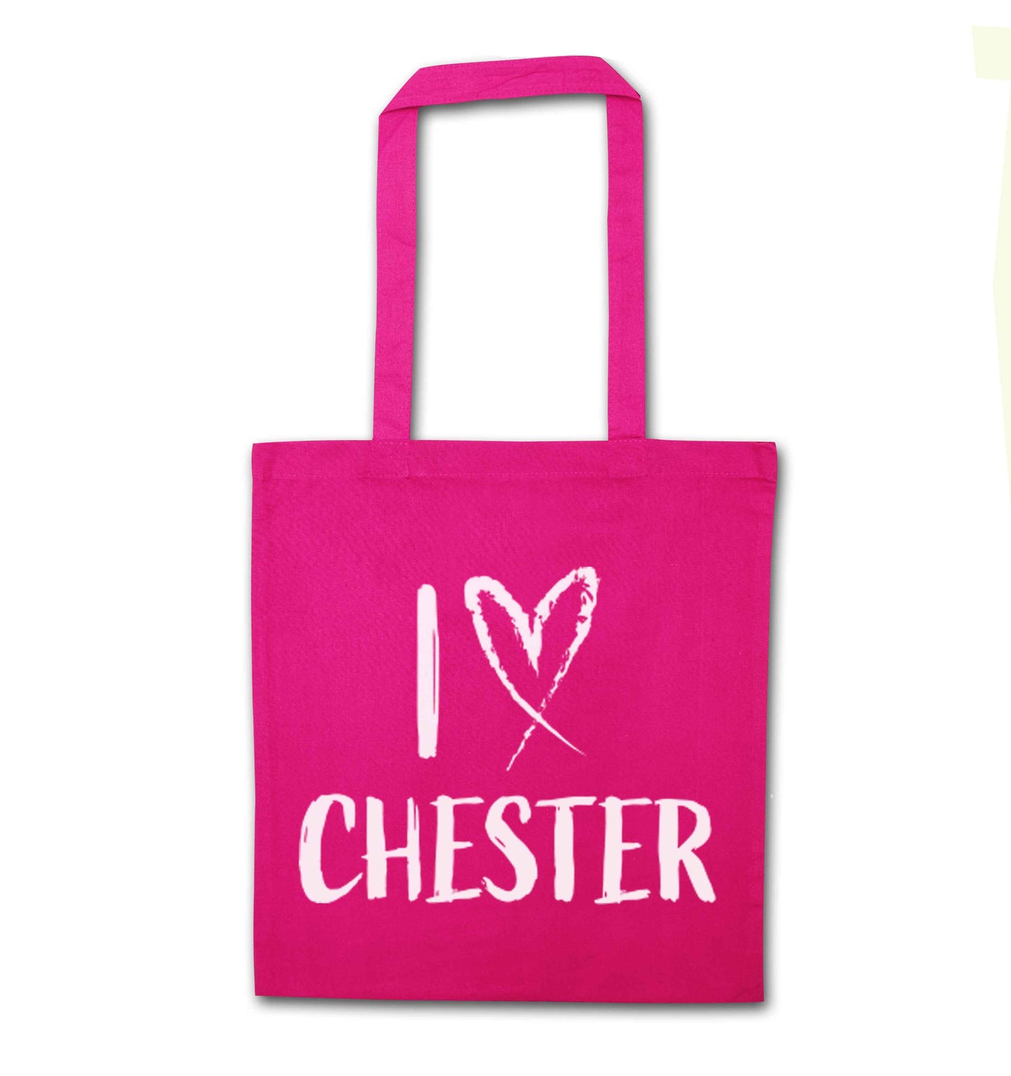 I love Chester pink tote bag