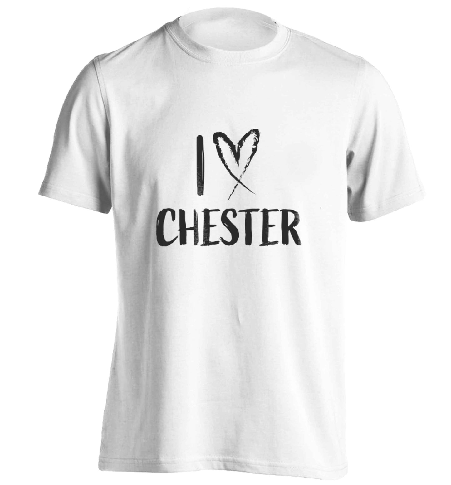 I love Chester adults unisex white Tshirt 2XL