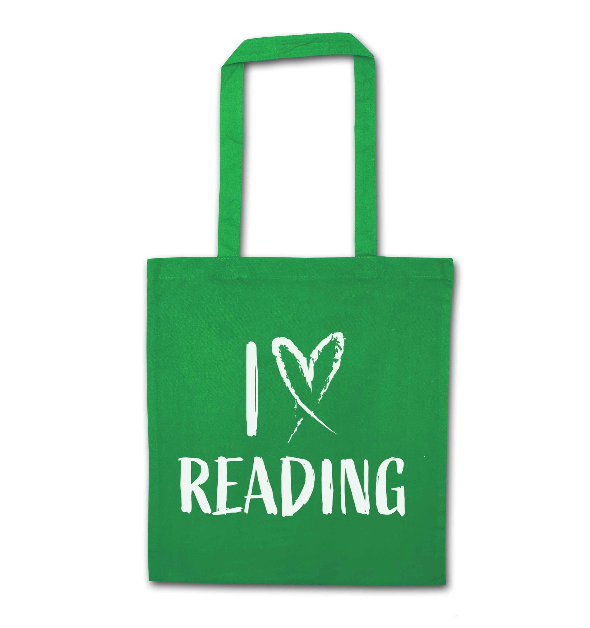 I love Reading green tote bag