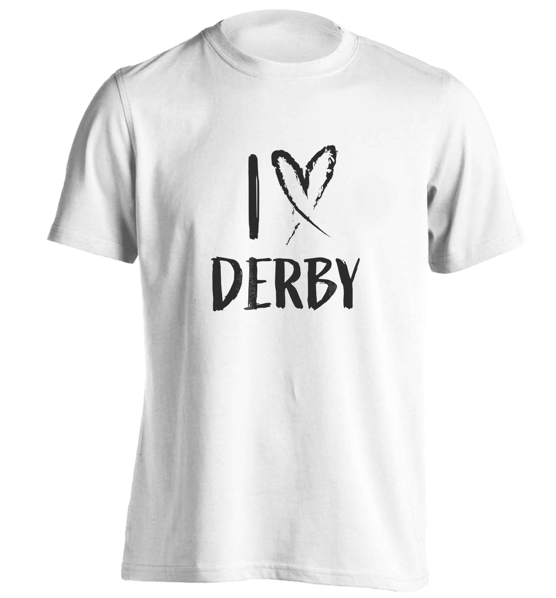 I love Derby adults unisex white Tshirt 2XL