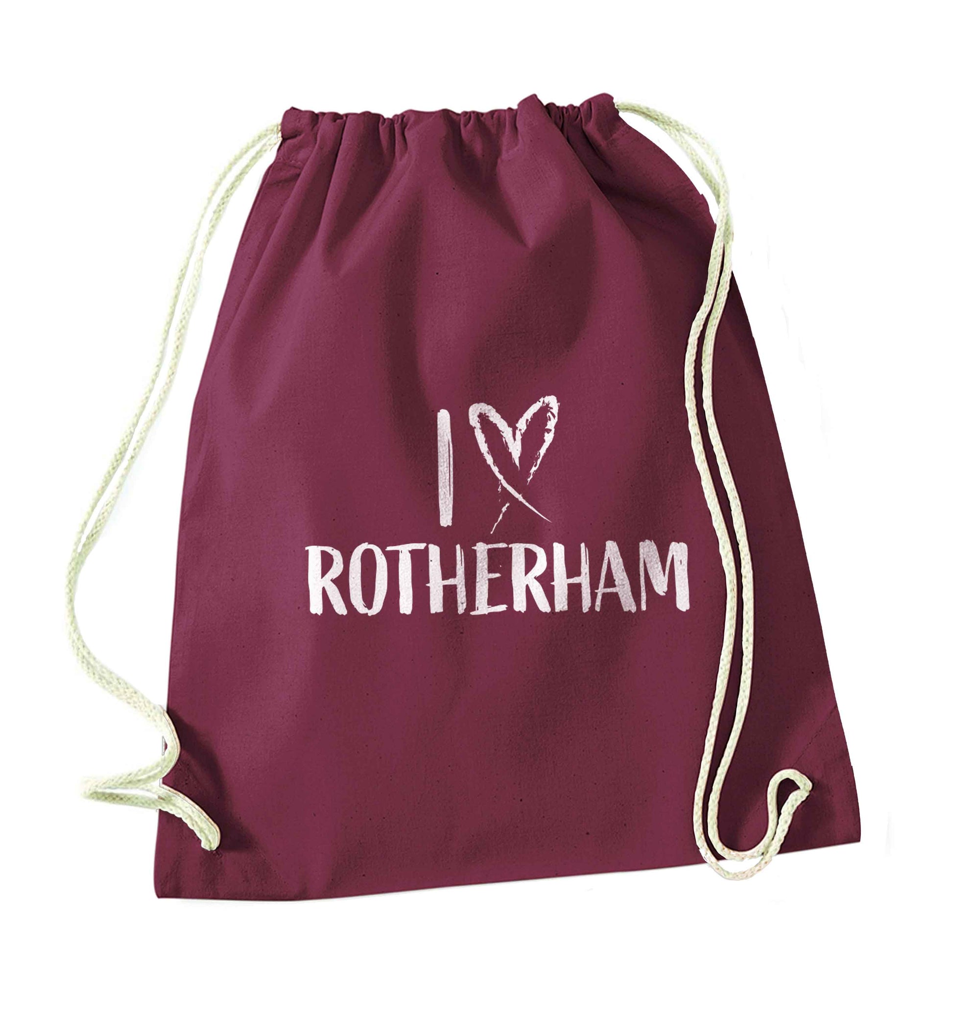 I love Rotherham maroon drawstring bag
