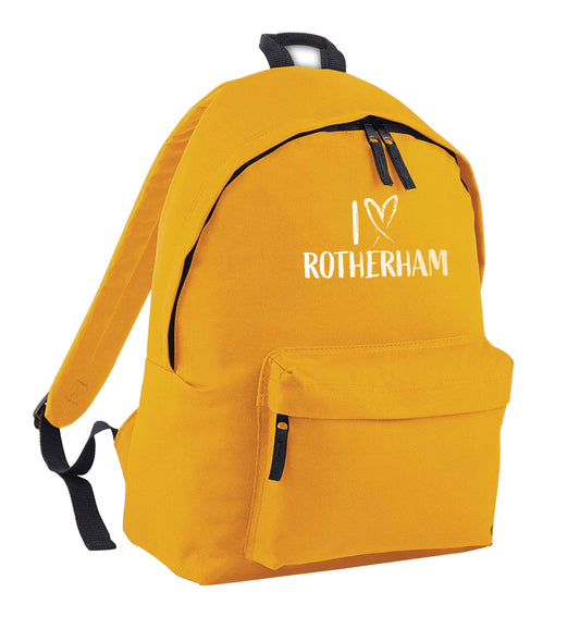 I love Rotherham mustard adults backpack