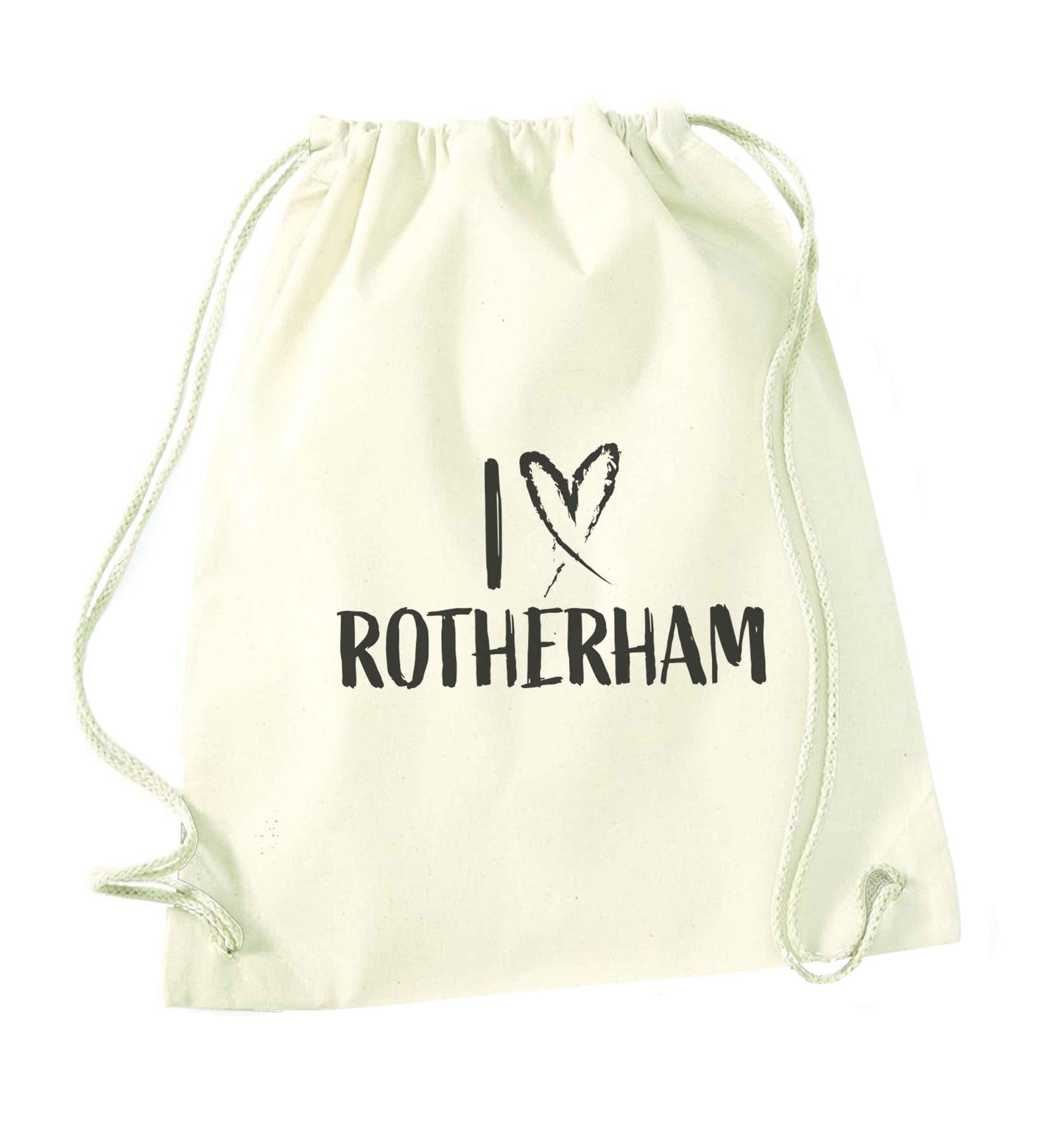 I love Rotherham natural drawstring bag