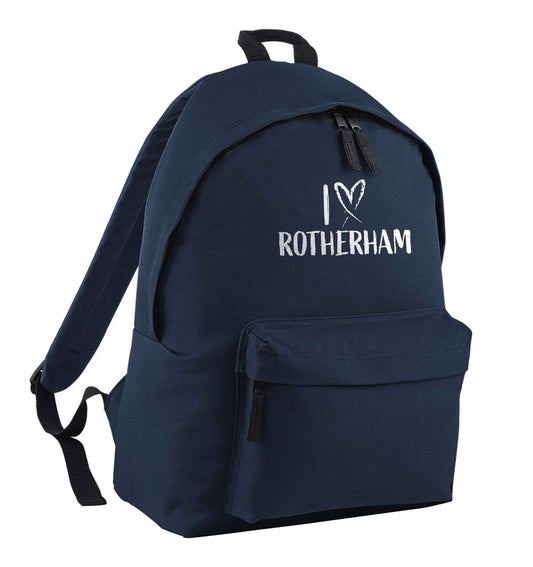 I love Rotherham navy children's backpack