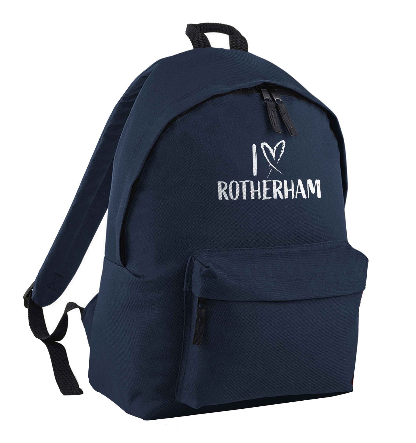 I love Rotherham navy adults backpack