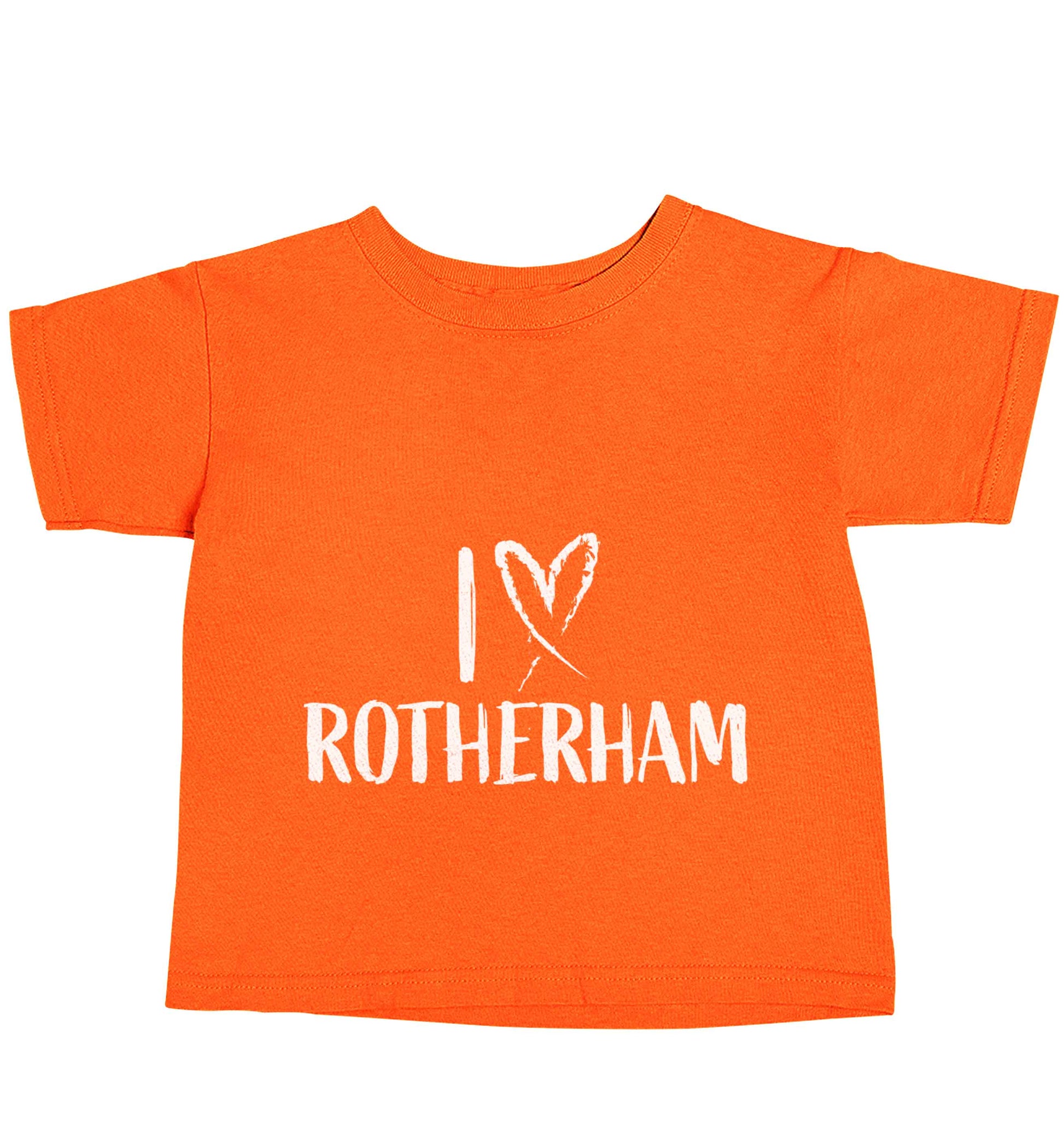I love Rotherham orange baby toddler Tshirt 2 Years