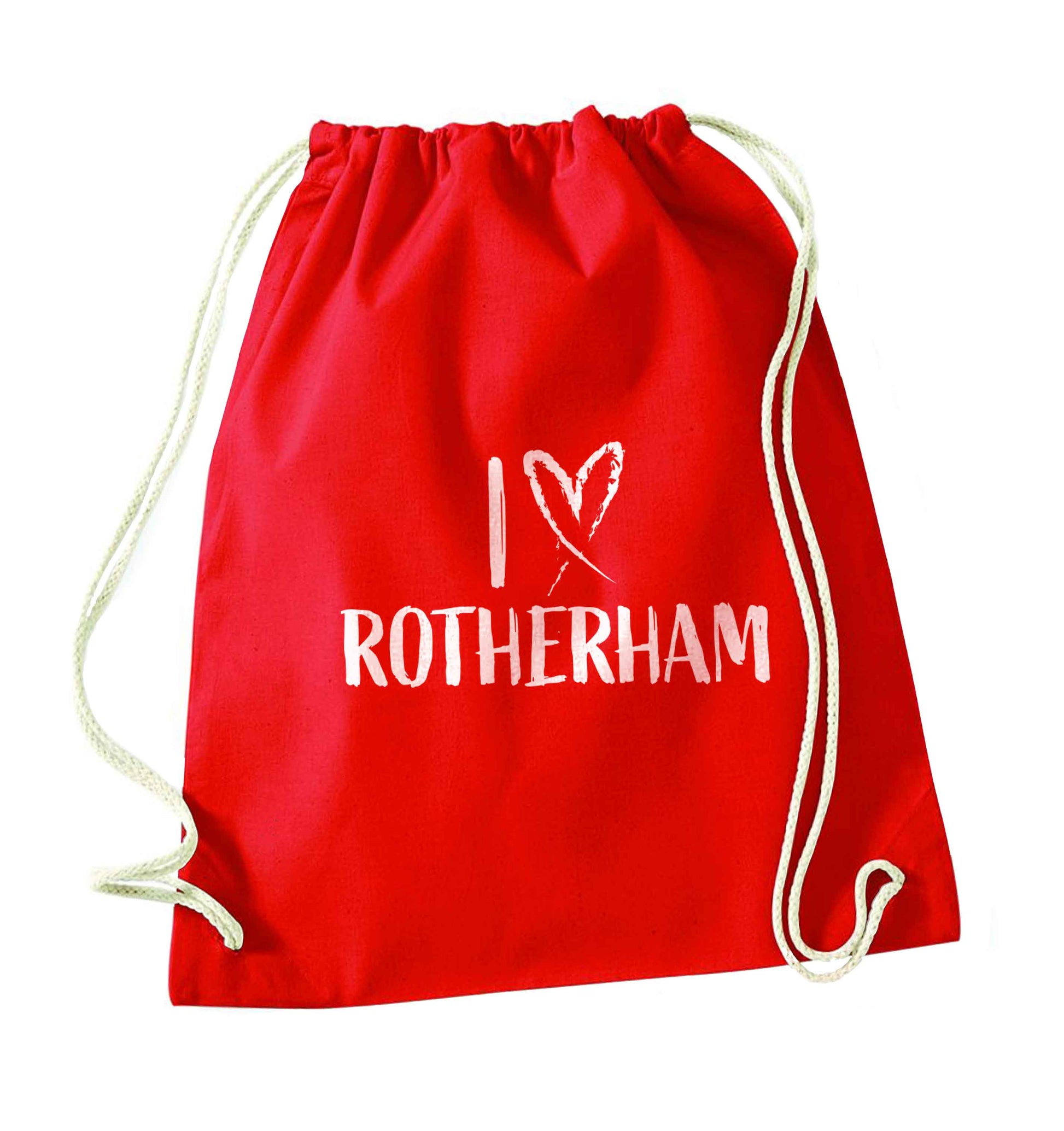 I love Rotherham red drawstring bag 