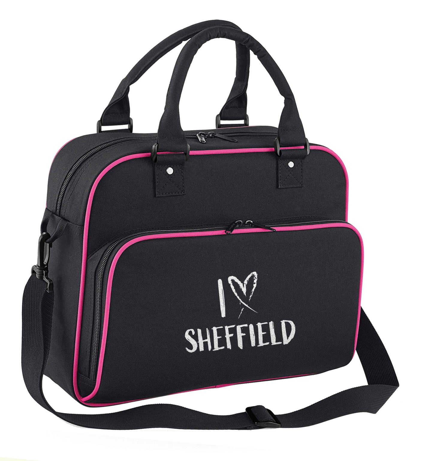 I love Sheffield children's dance bag black with pink detail