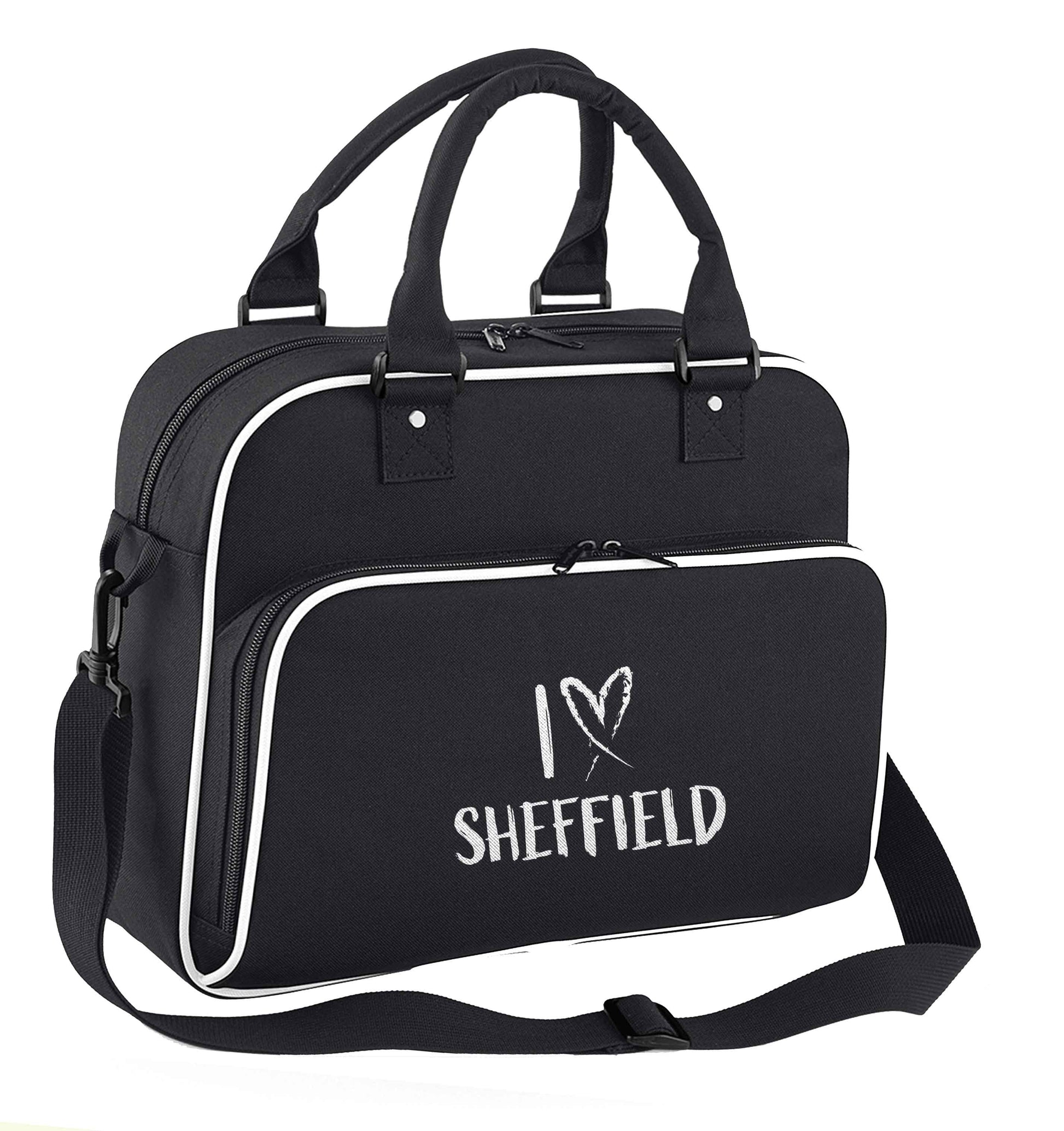 I love Sheffield children's dance bag black with white detail