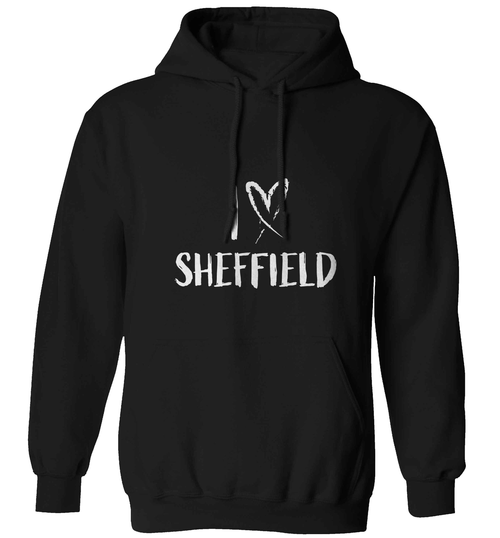 I love Sheffield adults unisex black hoodie 2XL