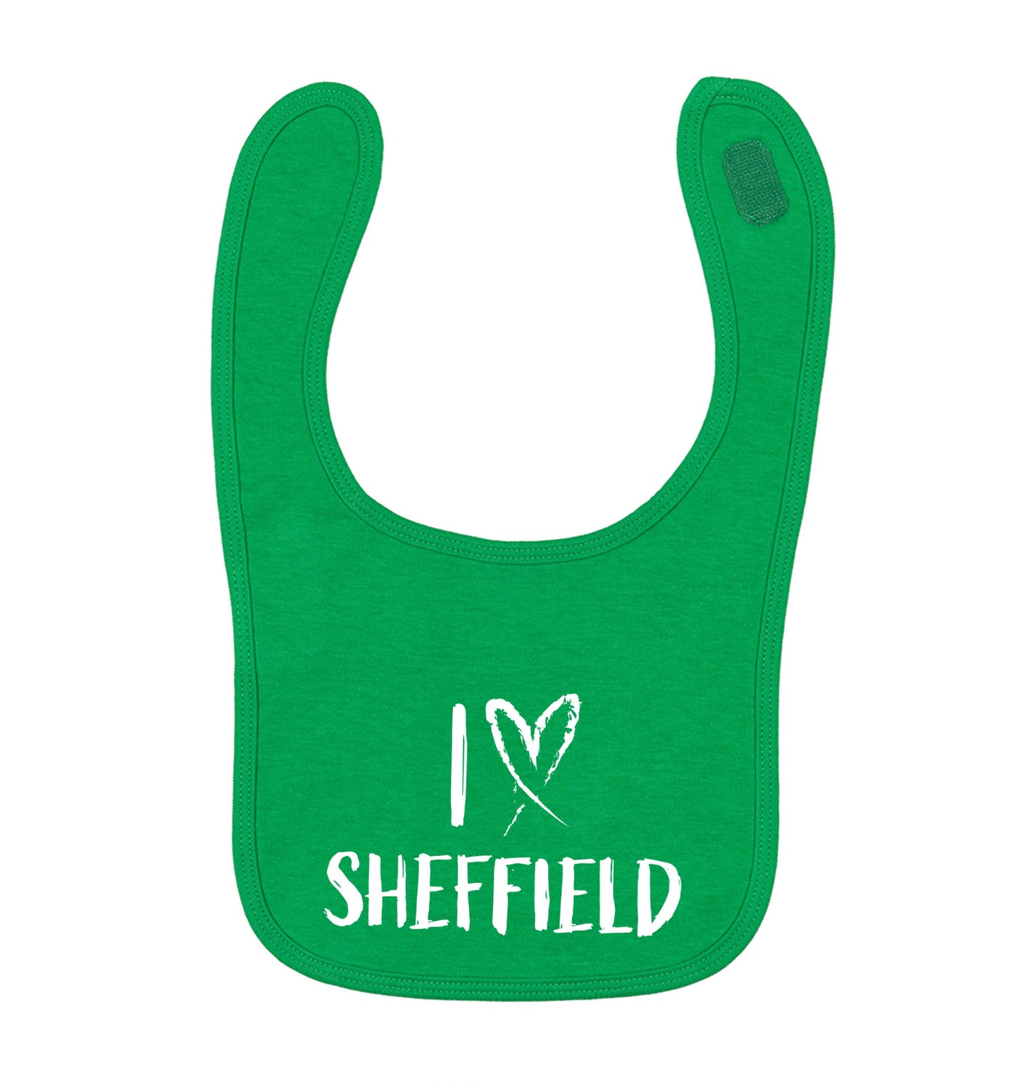 I love Sheffield green baby bib