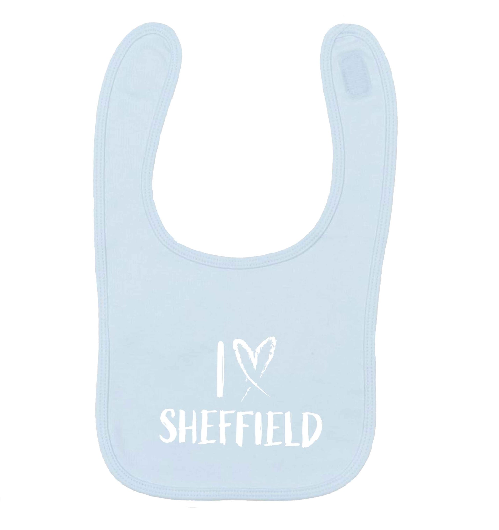 I love Sheffield pale blue baby bib