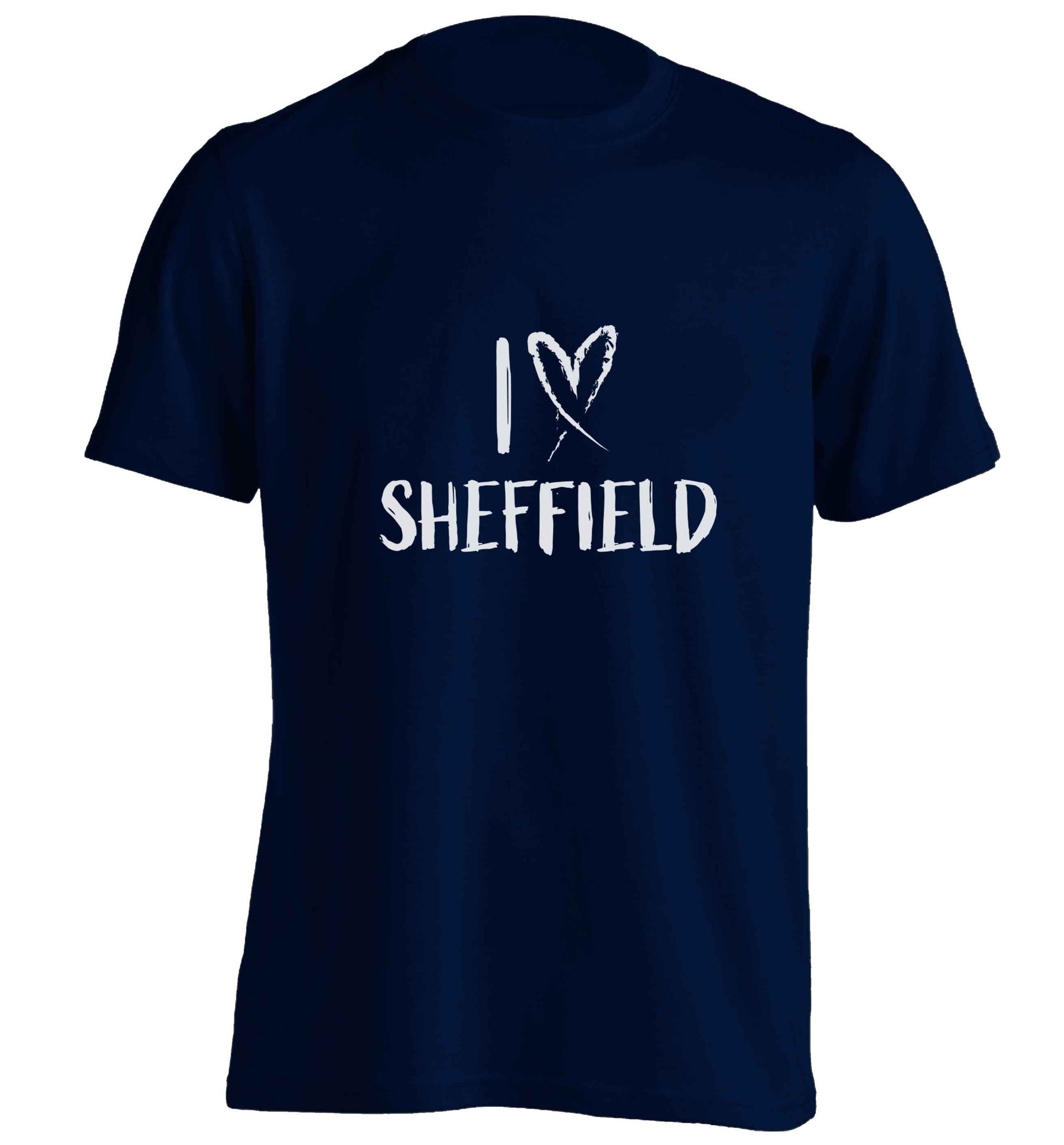 I love Sheffield adults unisex navy Tshirt 2XL