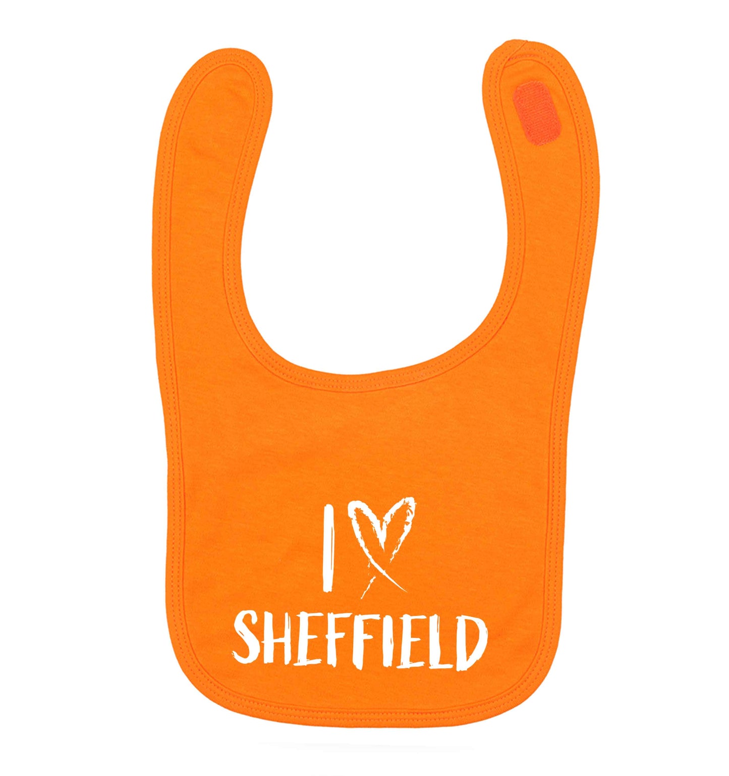 I love Sheffield orange baby bib