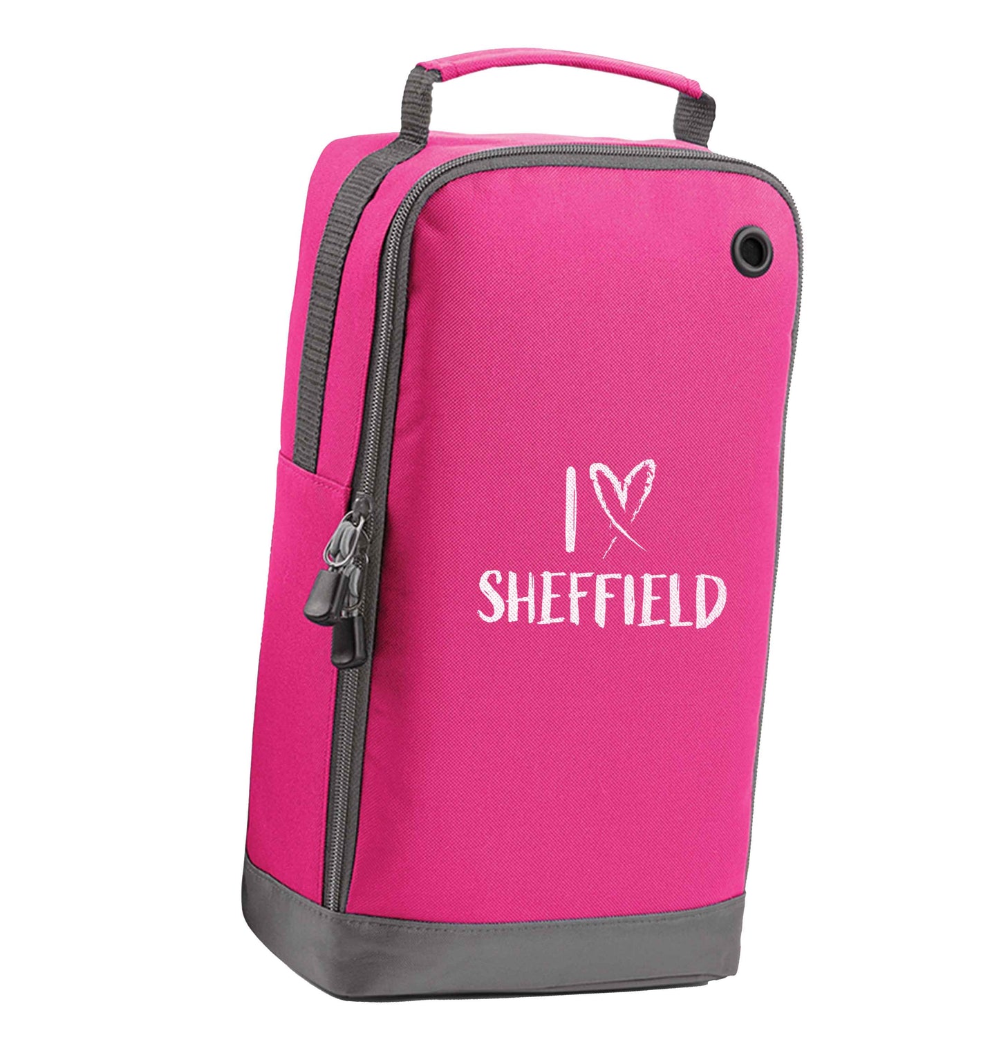 I love Sheffield pink sports shoe bag vertical print